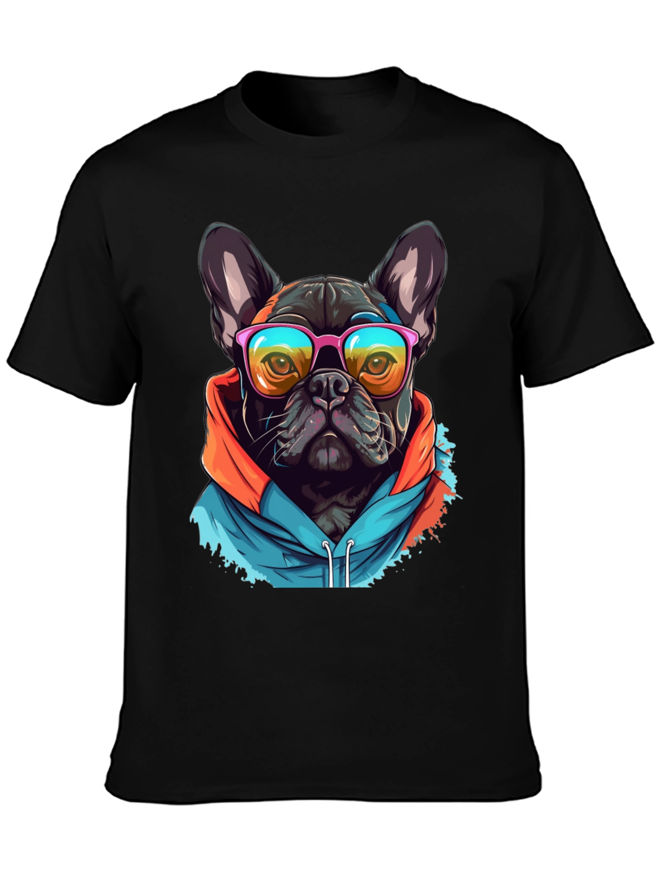 Cool Dog Tee: French Bulldog in Hoodie & Shades