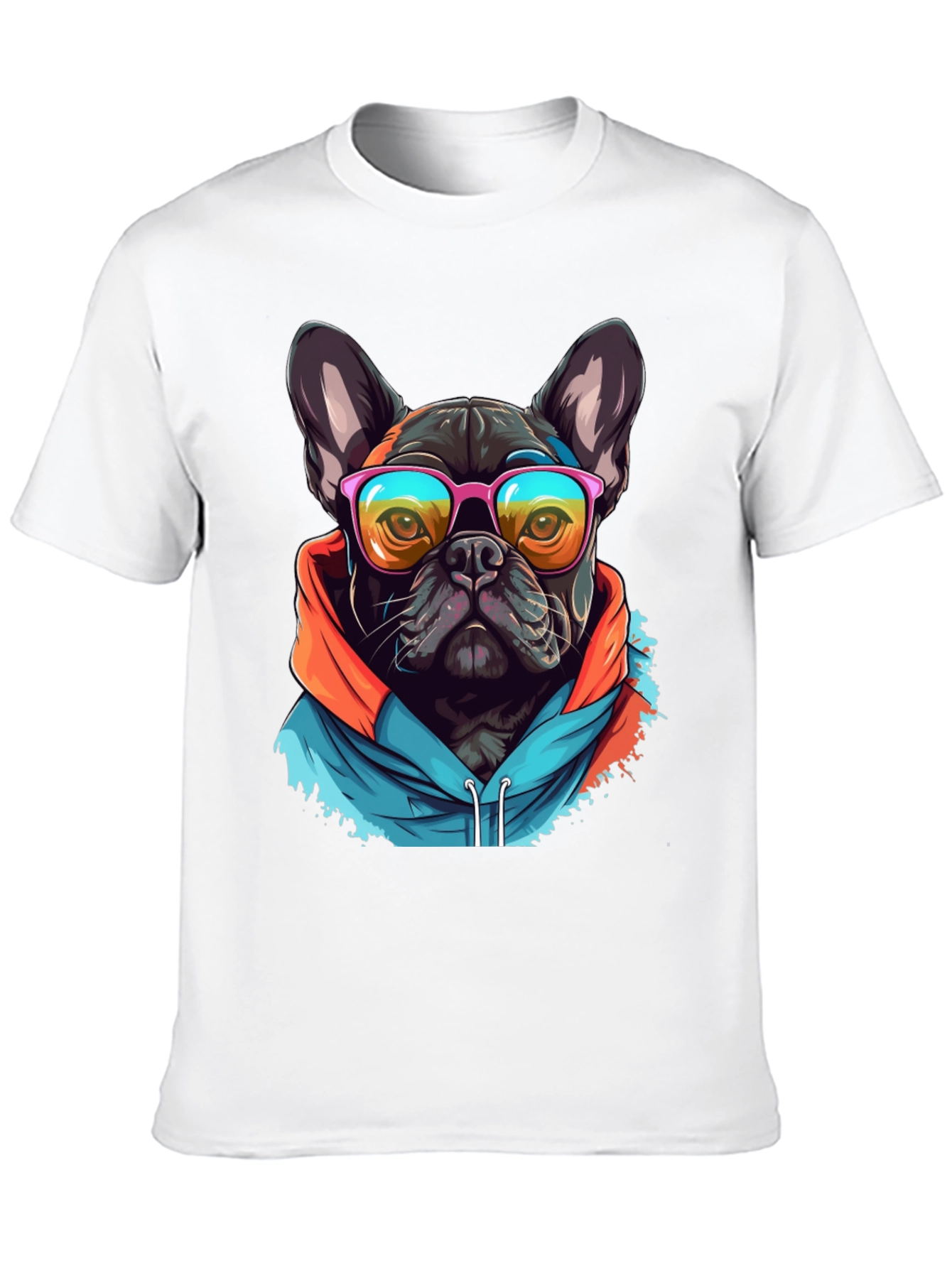 Cool Dog Tee: French Bulldog in Hoodie & Shades