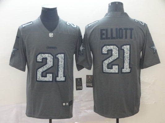 Men's Dallas Cowboys Ezekiel Elliott #21 Gray Player Game Jerseys