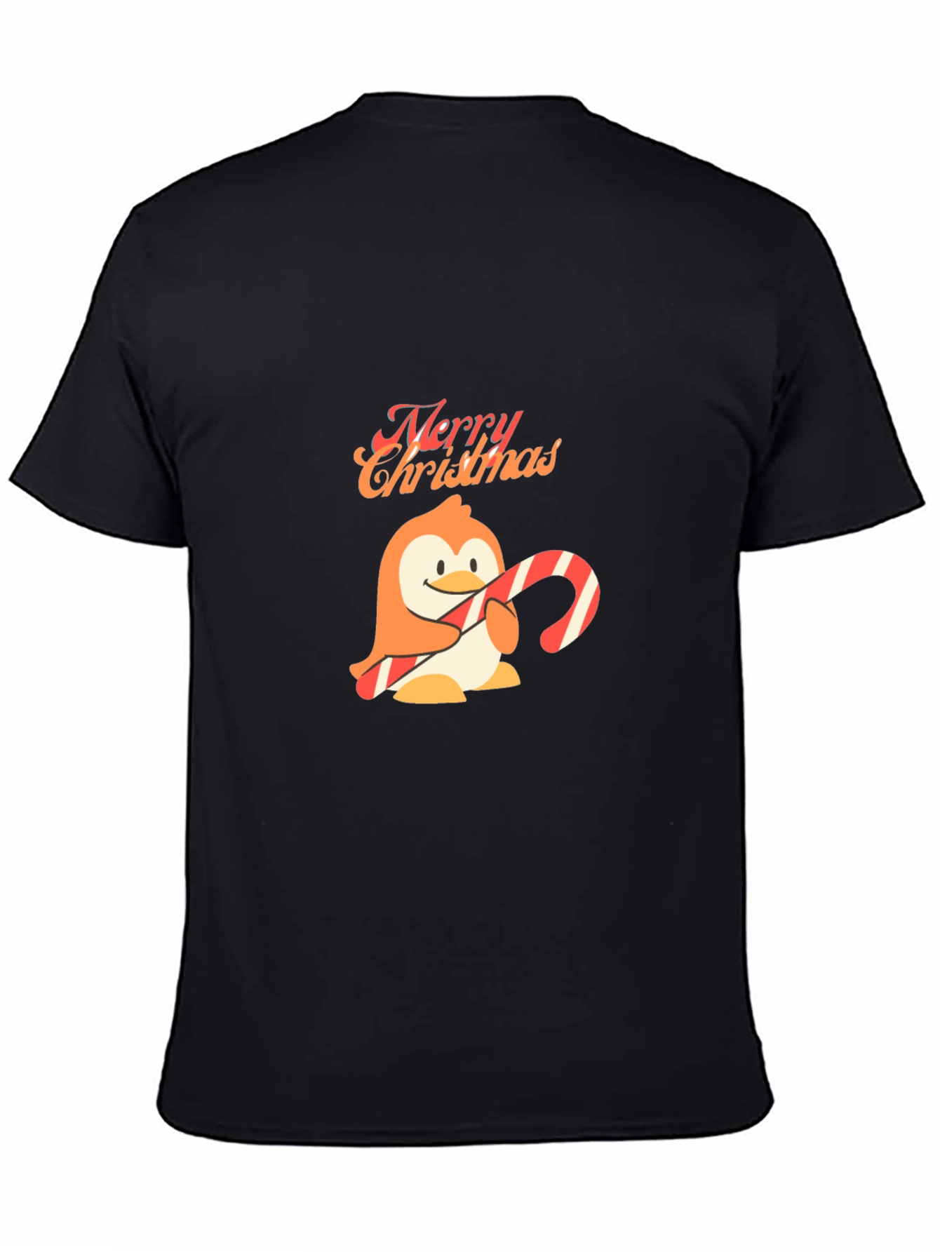 Festive Penguin Merry Christmas Black T-Shirt