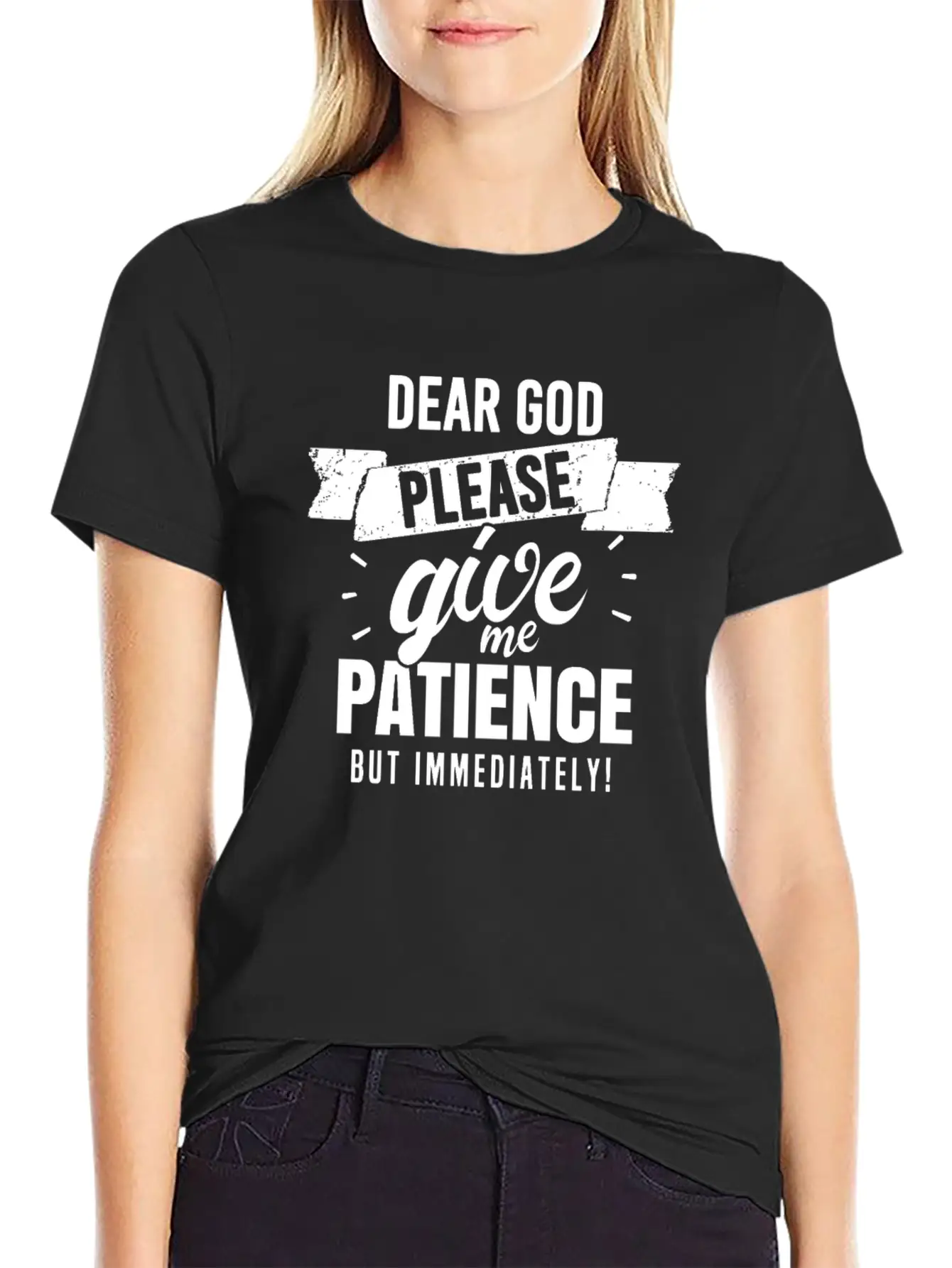 Dear God, Please Give Me Patience But Immediatelyh Essential Unisex Summer Tee – Soft Cotton Casual Fit