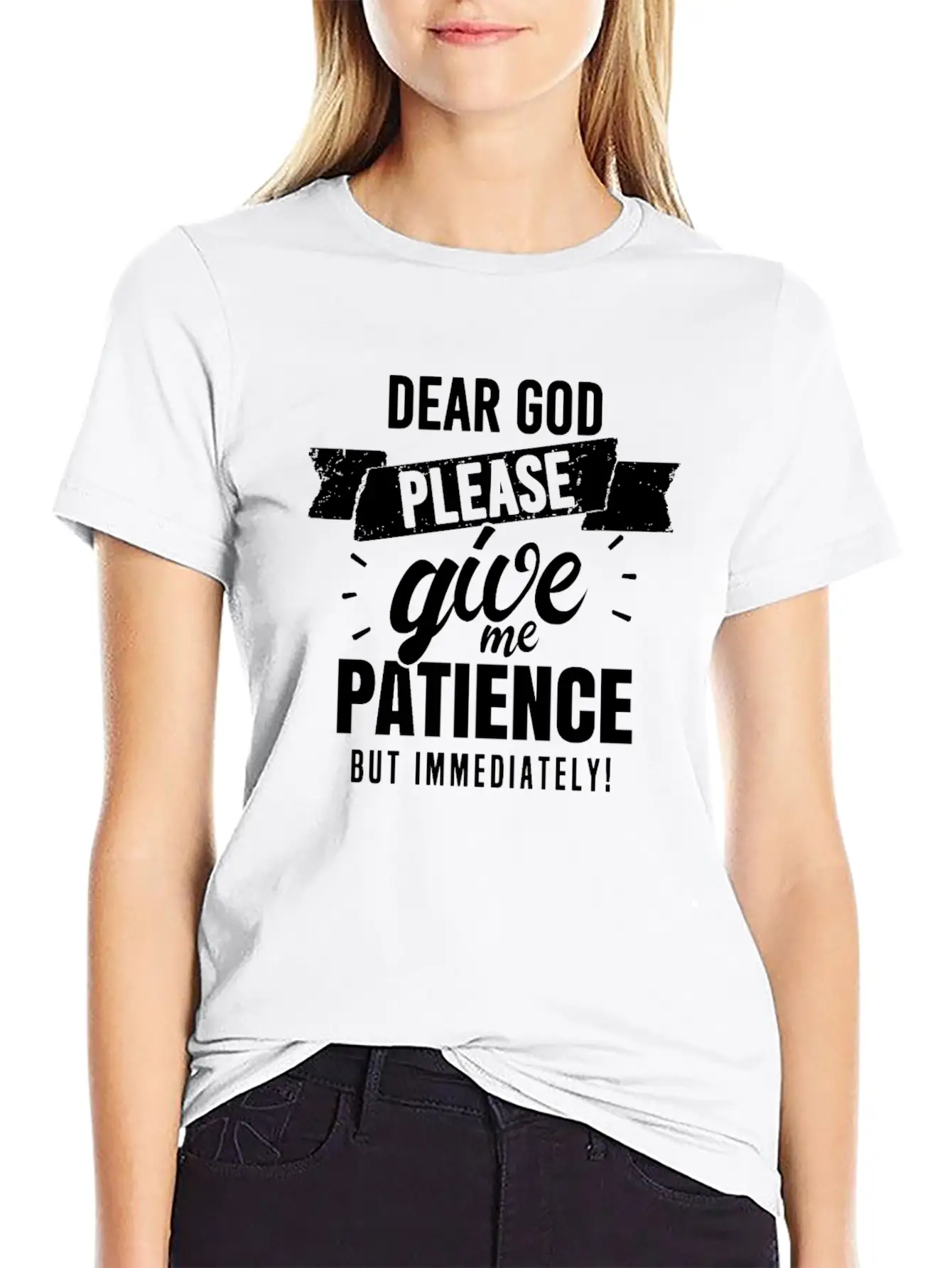 Dear God, Please Give Me Patience But Immediatelyh Essential Unisex Summer Tee – Soft Cotton Casual Fit