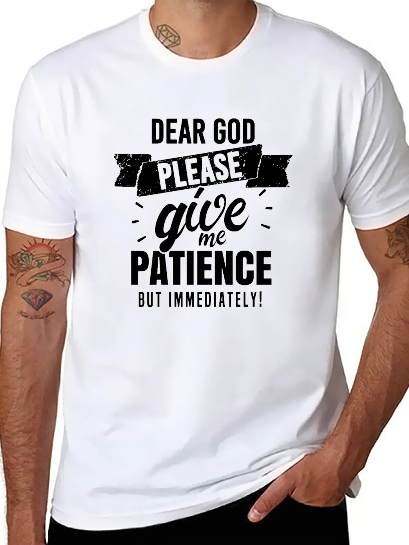 Dear God, Please Give Me Patience But Immediatelyh Essential Unisex Summer Tee – Soft Cotton Casual Fit