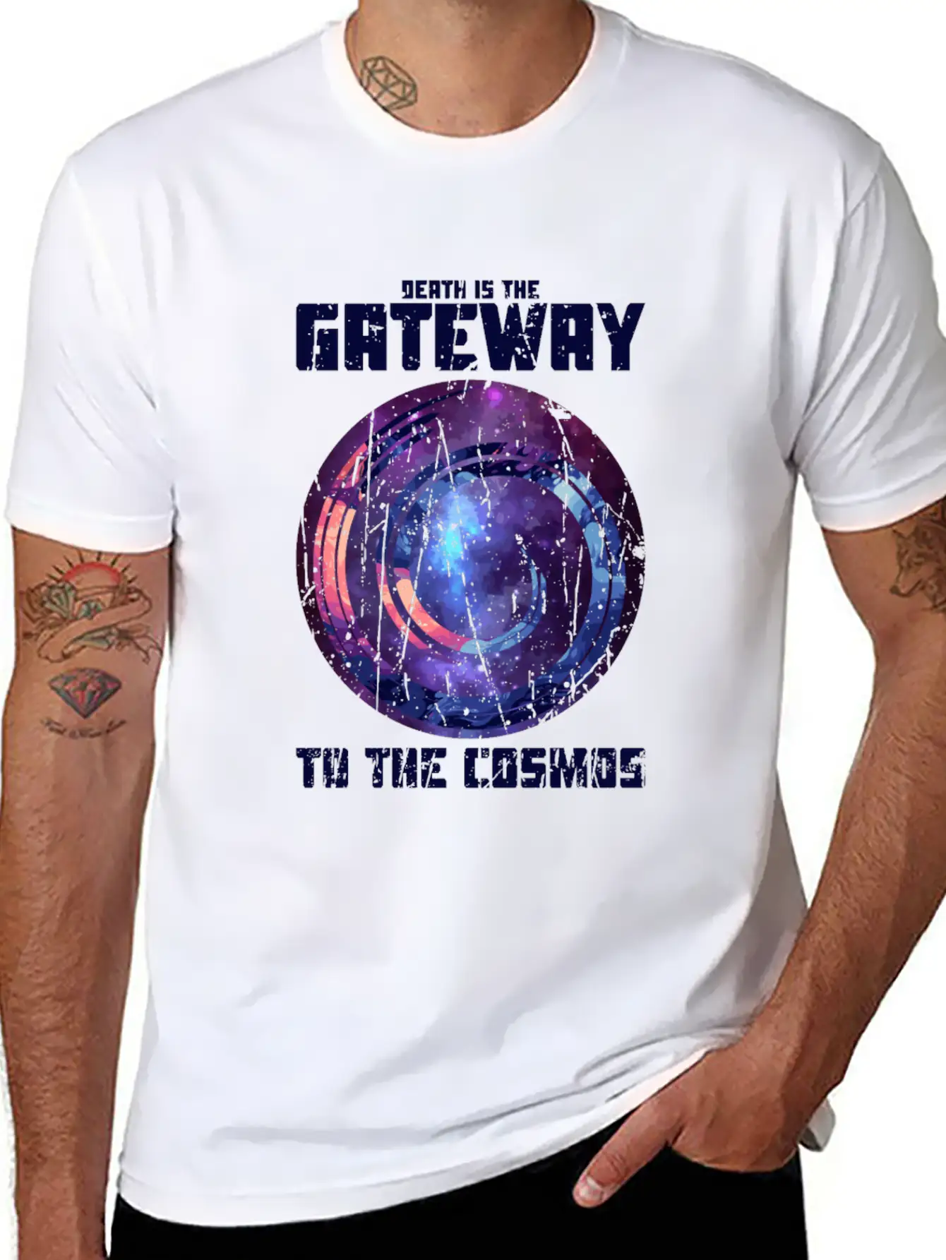 Death Is The Gateway To The Cosmos - Halloween Comfortable Minimalist Graphic Tee – Summer Style Essential