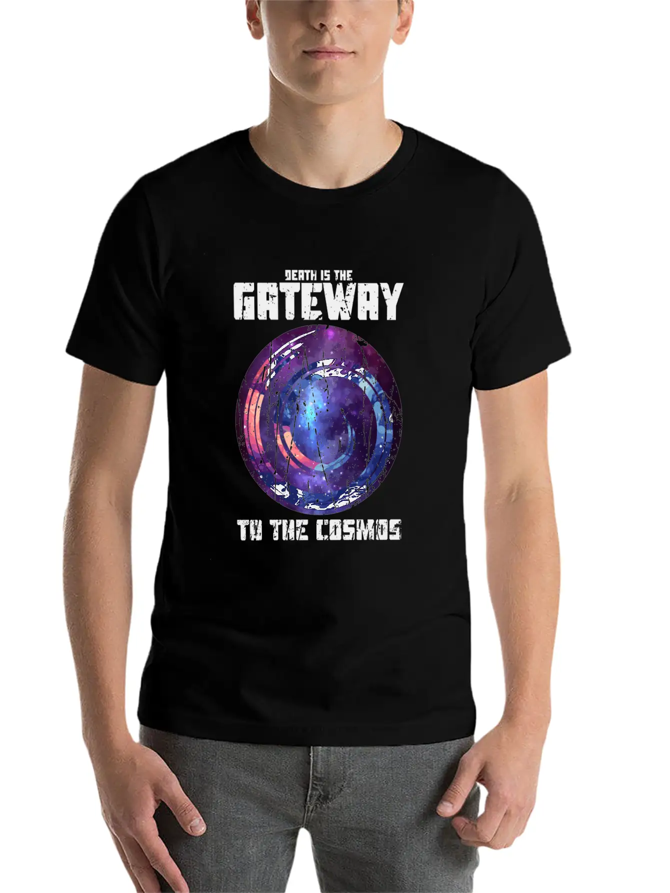 Death Is The Gateway To The Cosmos - Halloween Comfortable Minimalist Graphic Tee – Summer Style Essential