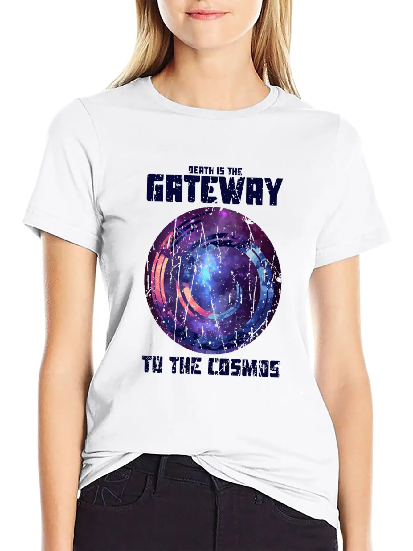 Death Is The Gateway To The Cosmos - Halloween Comfortable Minimalist Graphic Tee – Summer Style Essential
