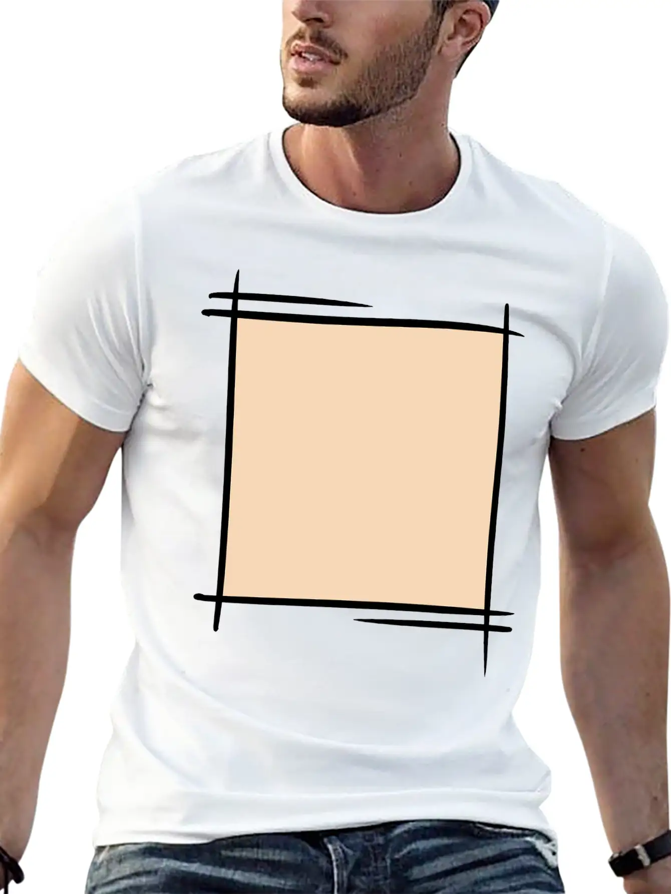 Decorative Photo Frame Template For Your Memories Unisex Short Sleeve Soft Cotton T-Shirt – Casual Everyday Wear