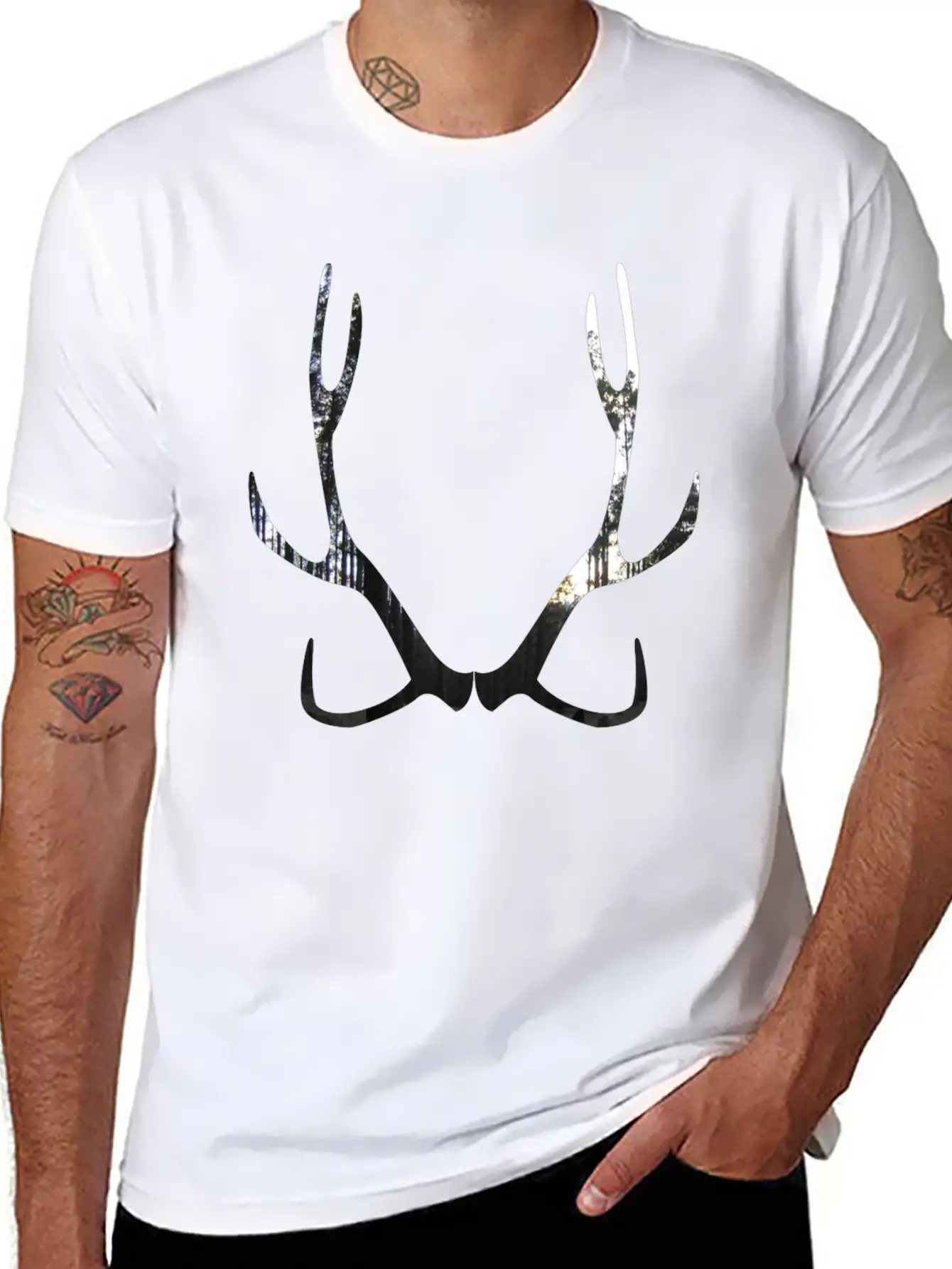 Deer Horns. Unisex Short Sleeve Soft Cotton T-Shirt – Casual Everyday Wear