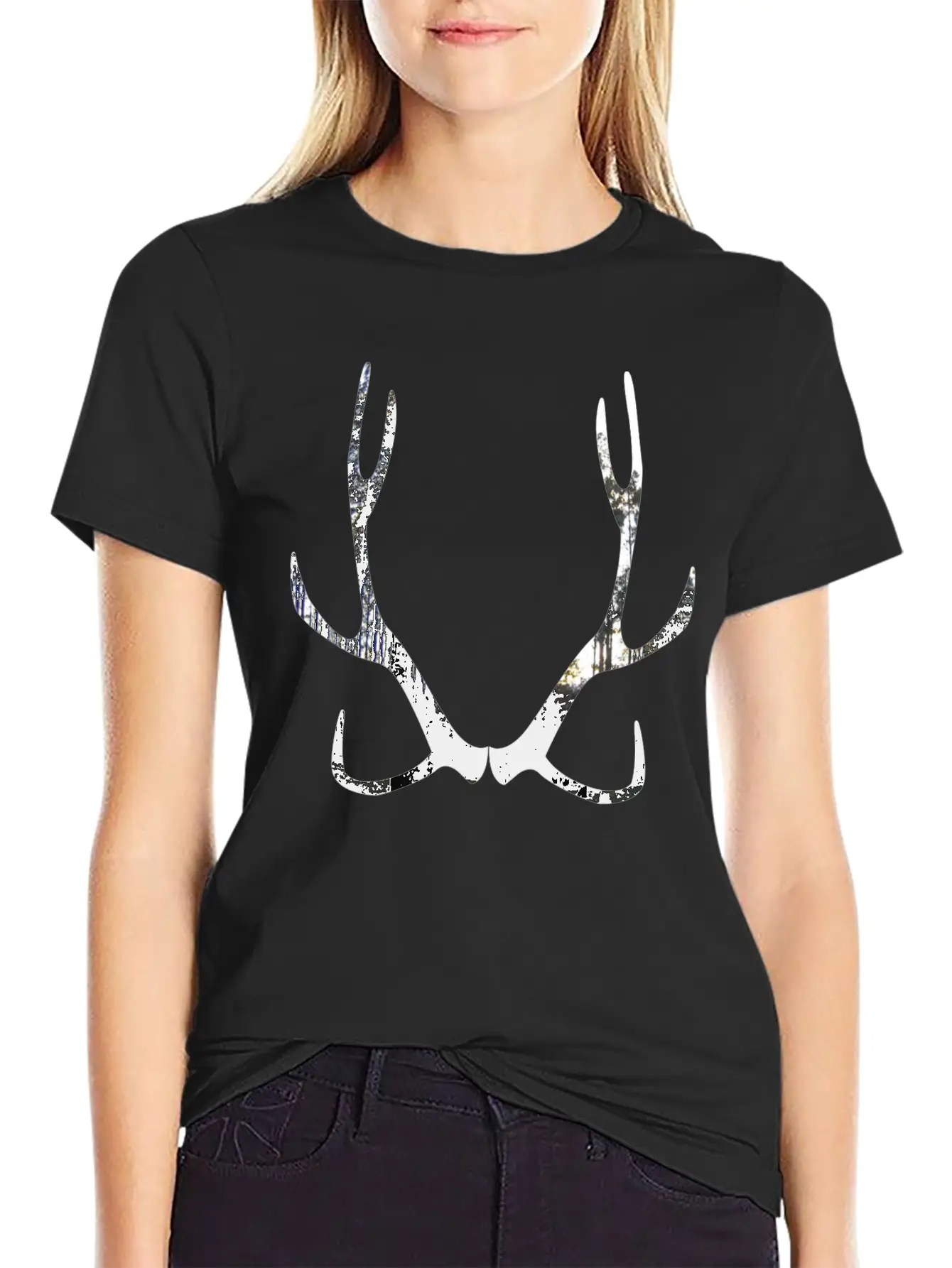Deer Horns. Unisex Short Sleeve Soft Cotton T-Shirt – Casual Everyday Wear