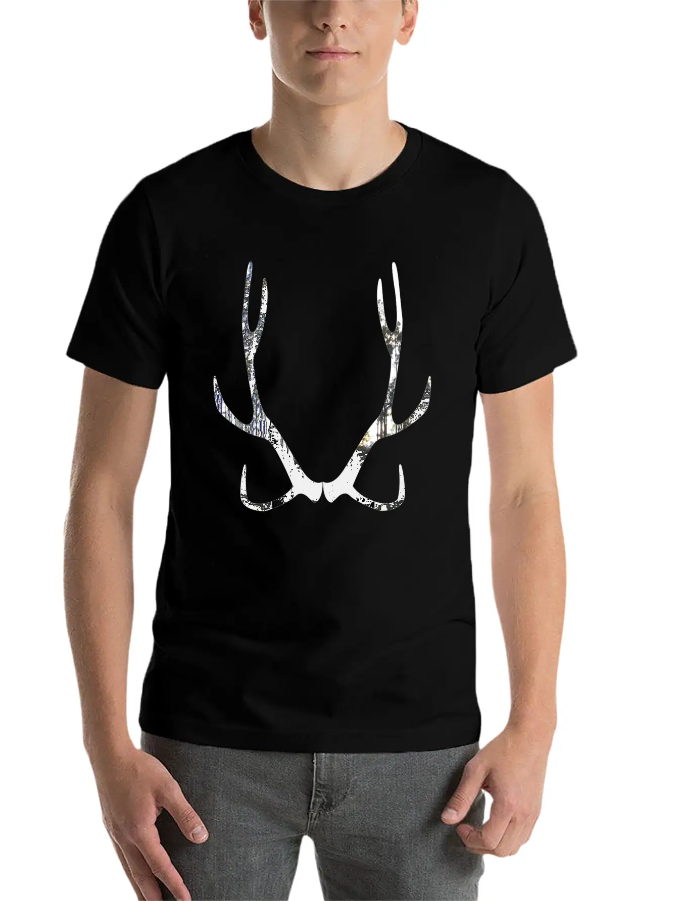 Deer Horns. Unisex Short Sleeve Soft Cotton T-Shirt – Casual Everyday Wear