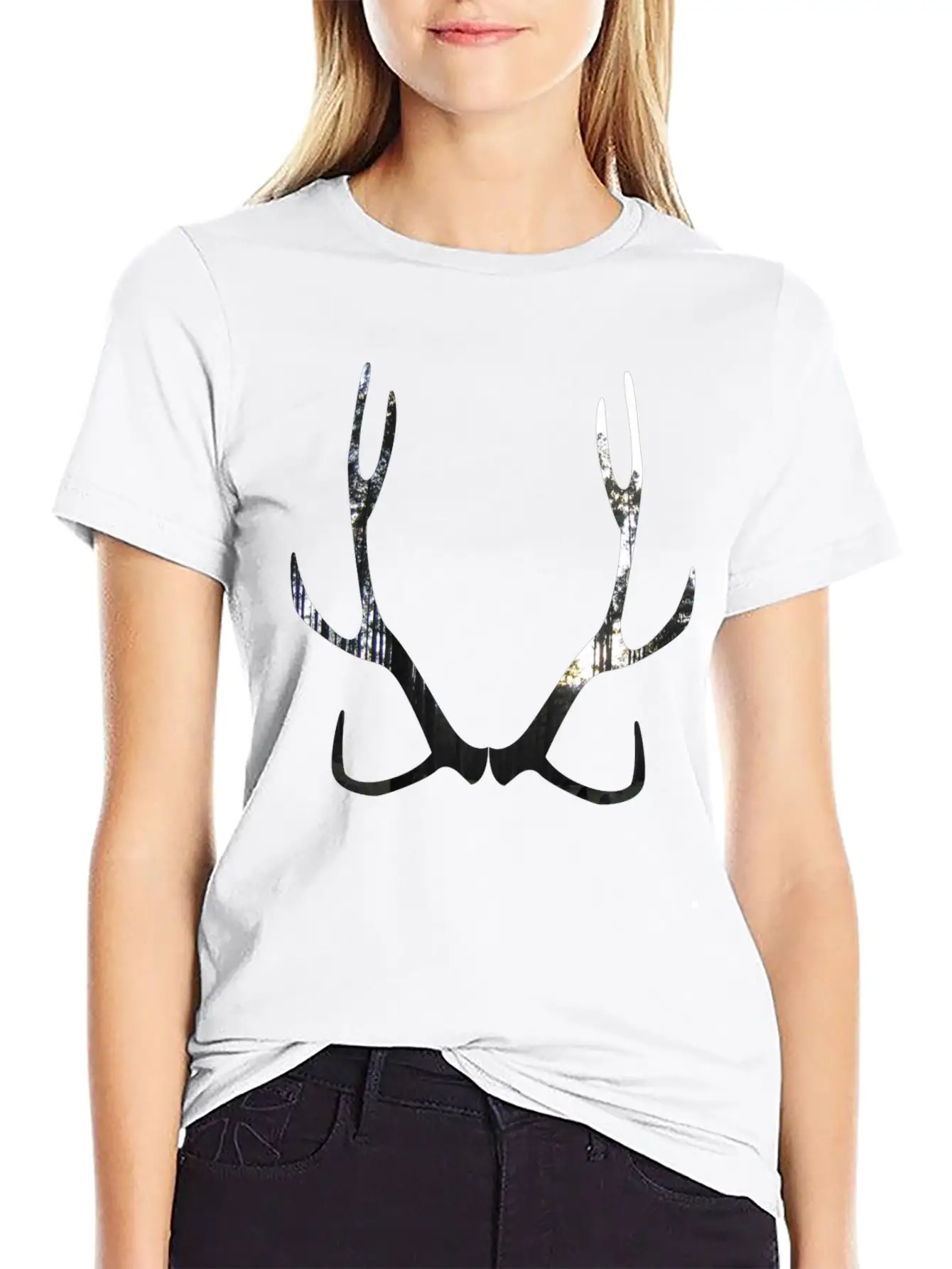 Deer Horns. Unisex Short Sleeve Soft Cotton T-Shirt – Casual Everyday Wear