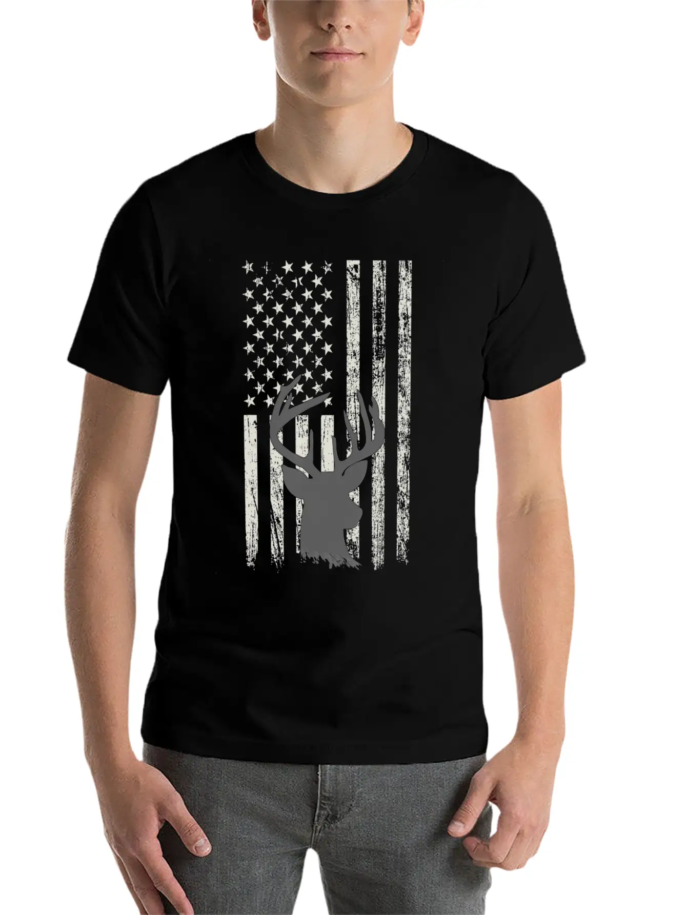 Deer Hunting Whitetail Hunter American Flag USA Comfortable Minimalist Graphic Tee – Summer Style Essential