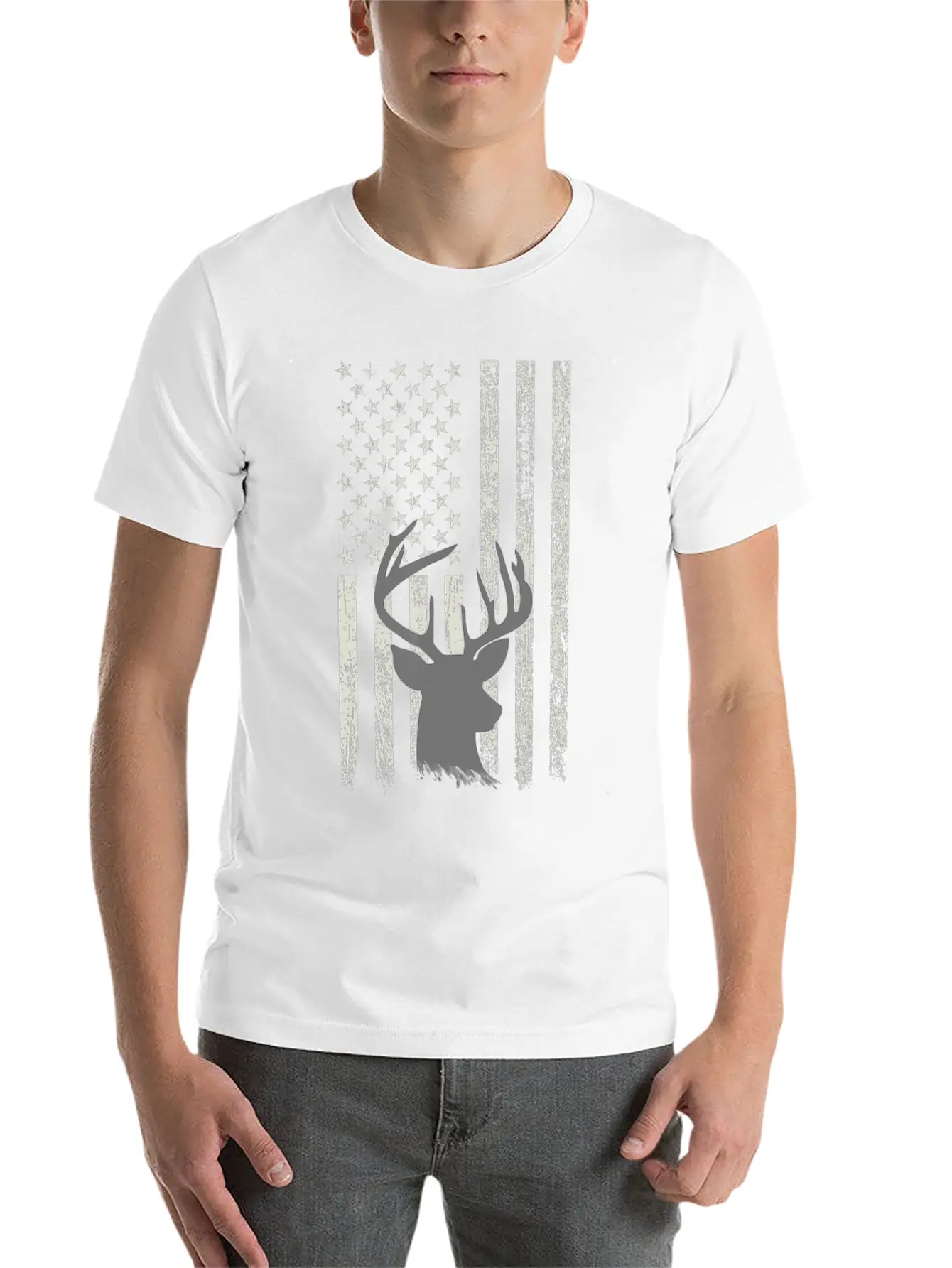 Deer Hunting Whitetail Hunter American Flag USA Comfortable Minimalist Graphic Tee – Summer Style Essential