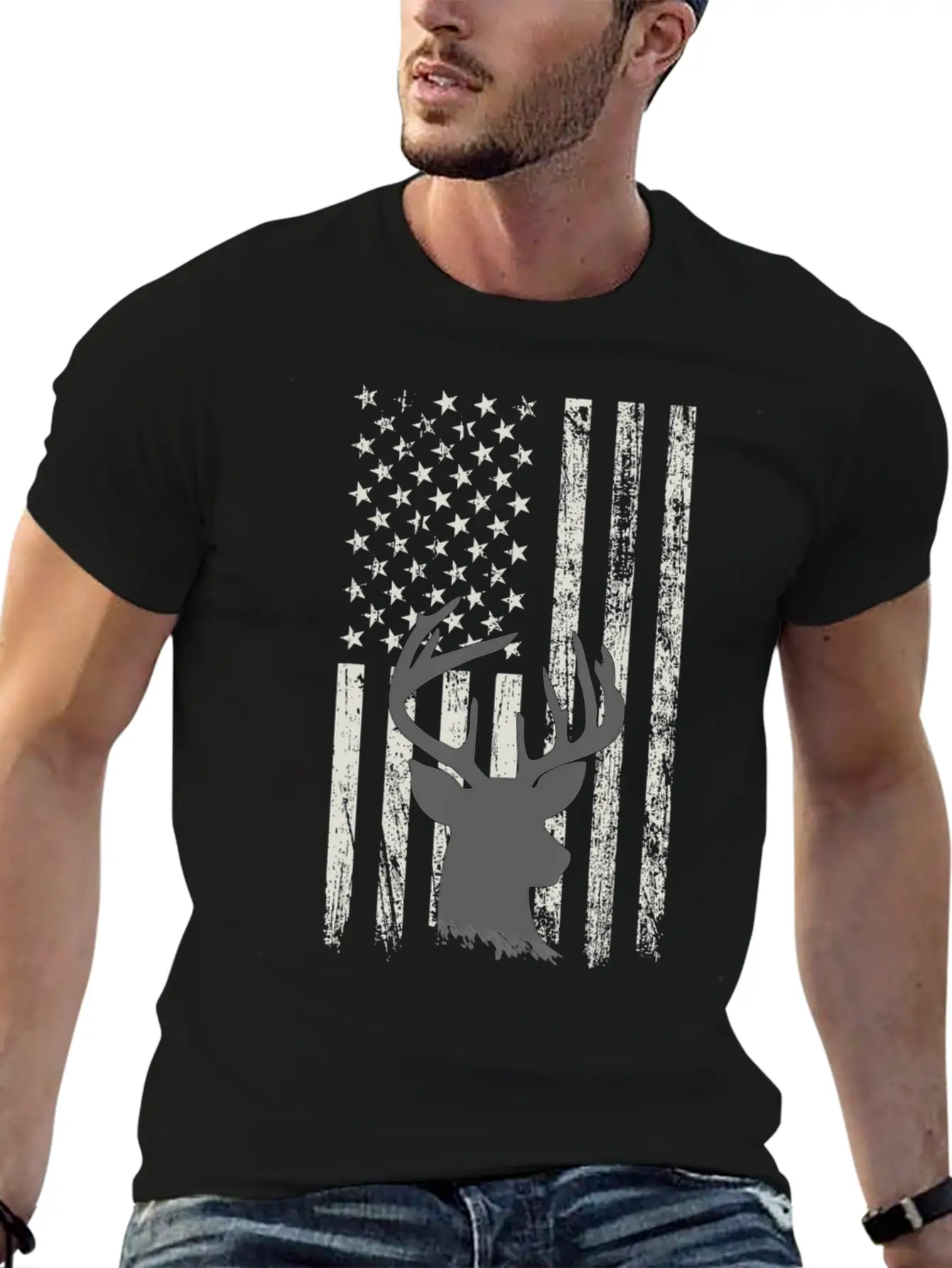 Deer Hunting Whitetail Hunter American Flag USA Comfortable Minimalist Graphic Tee – Summer Style Essential