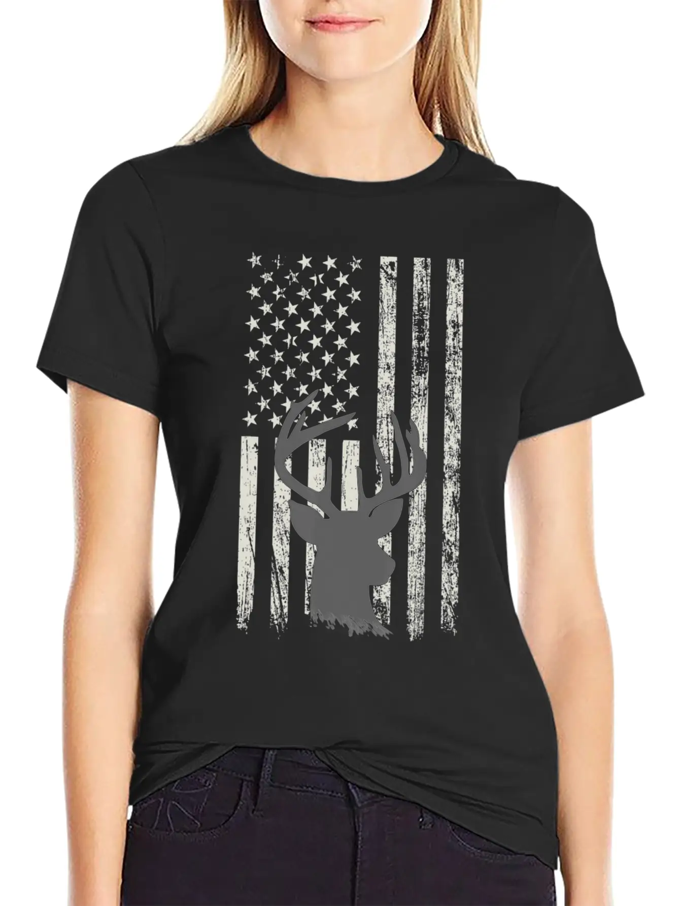 Deer Hunting Whitetail Hunter American Flag USA Comfortable Minimalist Graphic Tee – Summer Style Essential