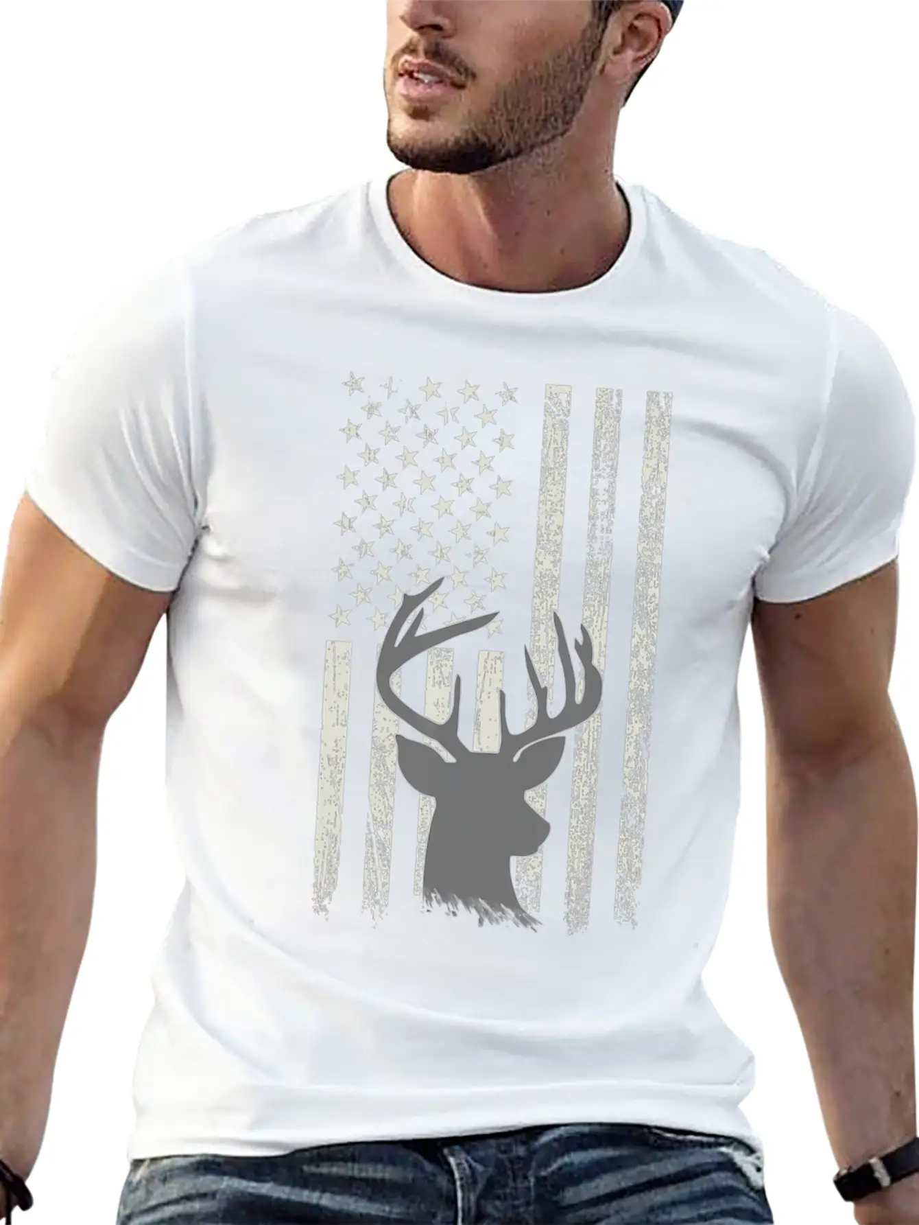Deer Hunting Whitetail Hunter American Flag USA Comfortable Minimalist Graphic Tee – Summer Style Essential