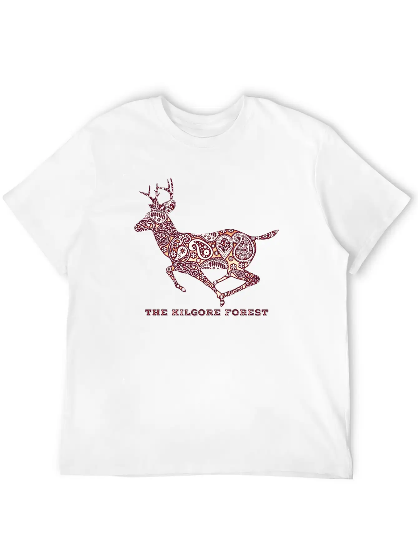 Deer - Maroon Timeless Short Sleeve Tee – Comfy And Minimalist Design
