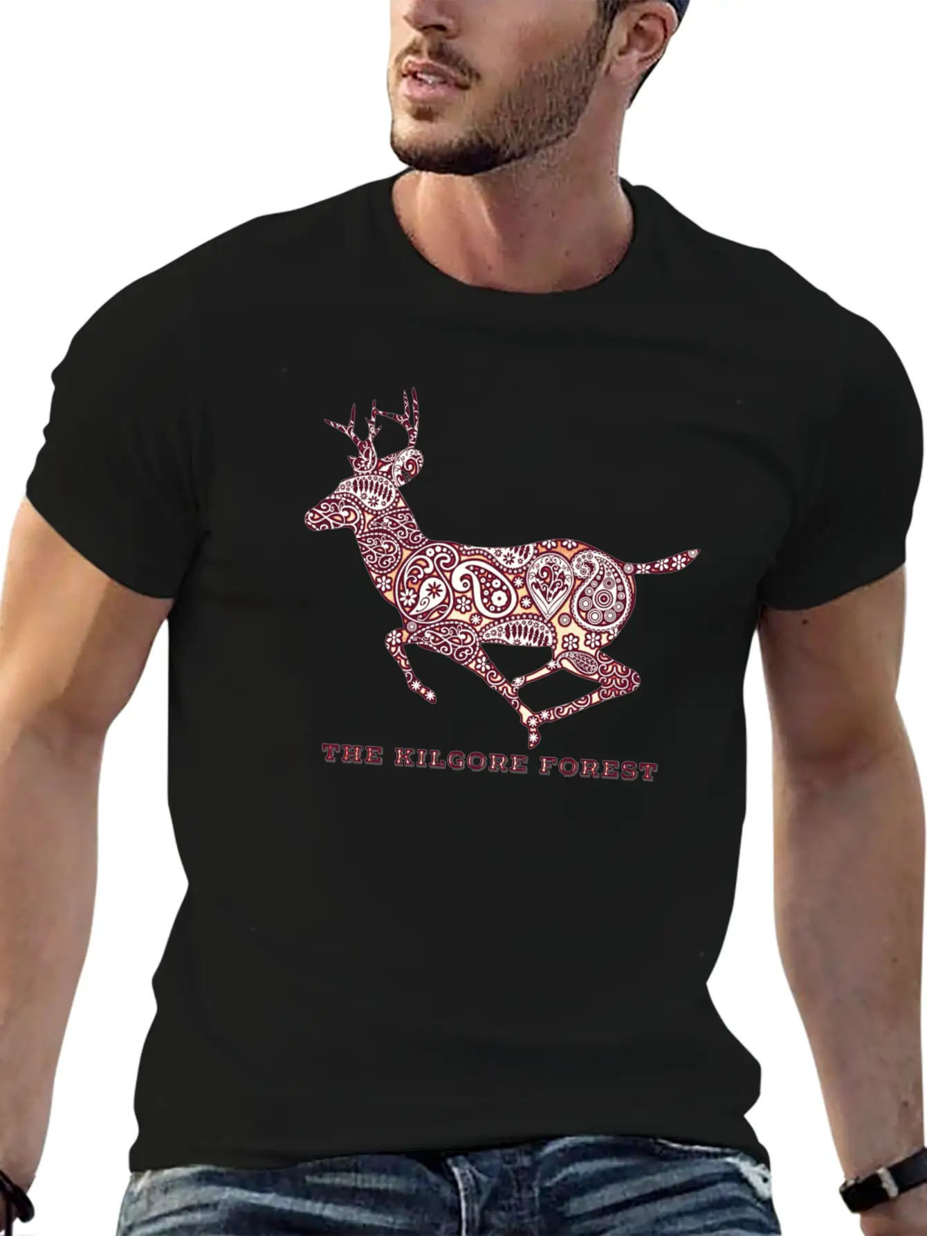 Deer - Maroon Timeless Short Sleeve Tee – Comfy And Minimalist Design