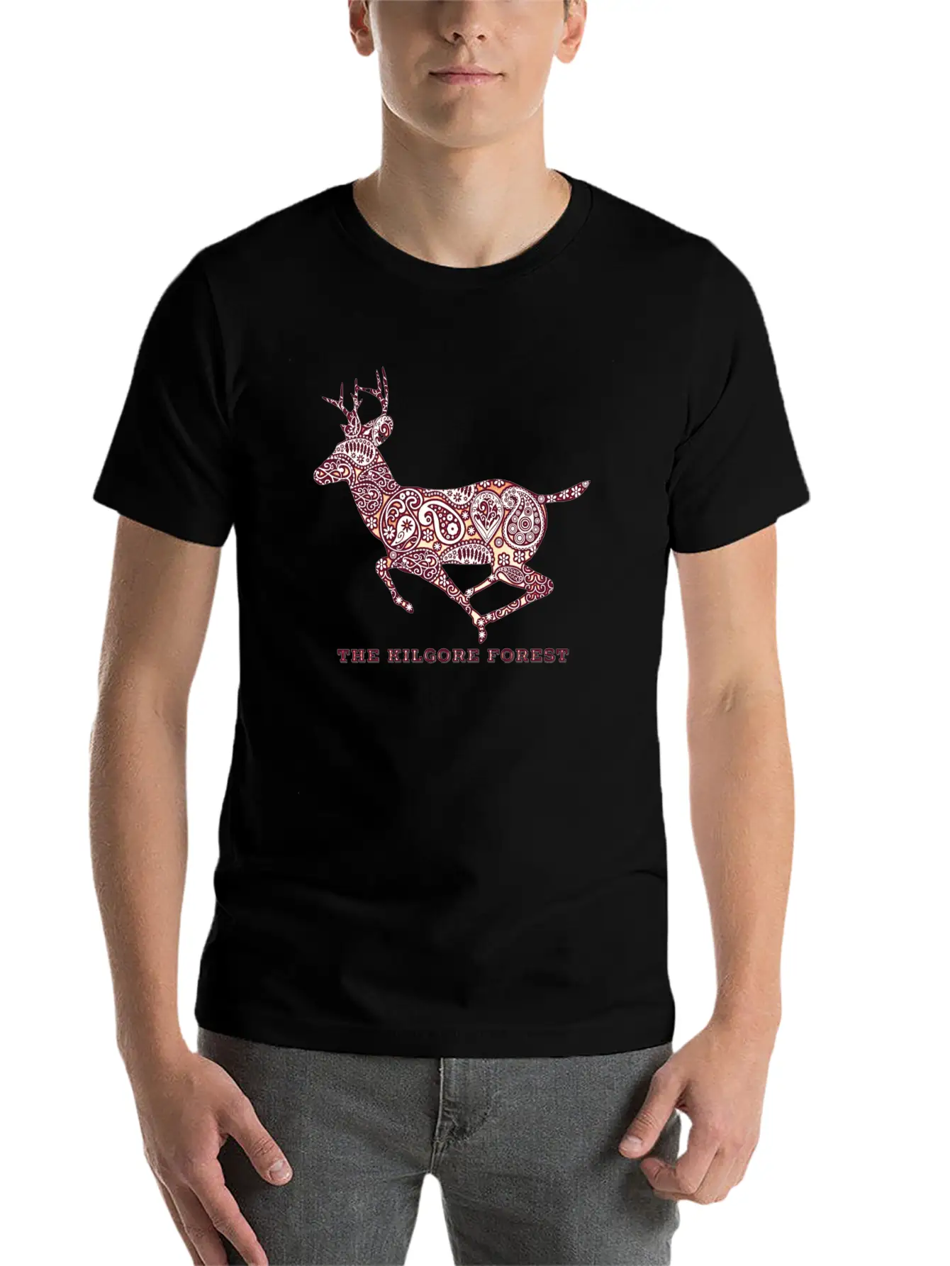 Deer - Maroon Timeless Short Sleeve Tee – Comfy And Minimalist Design