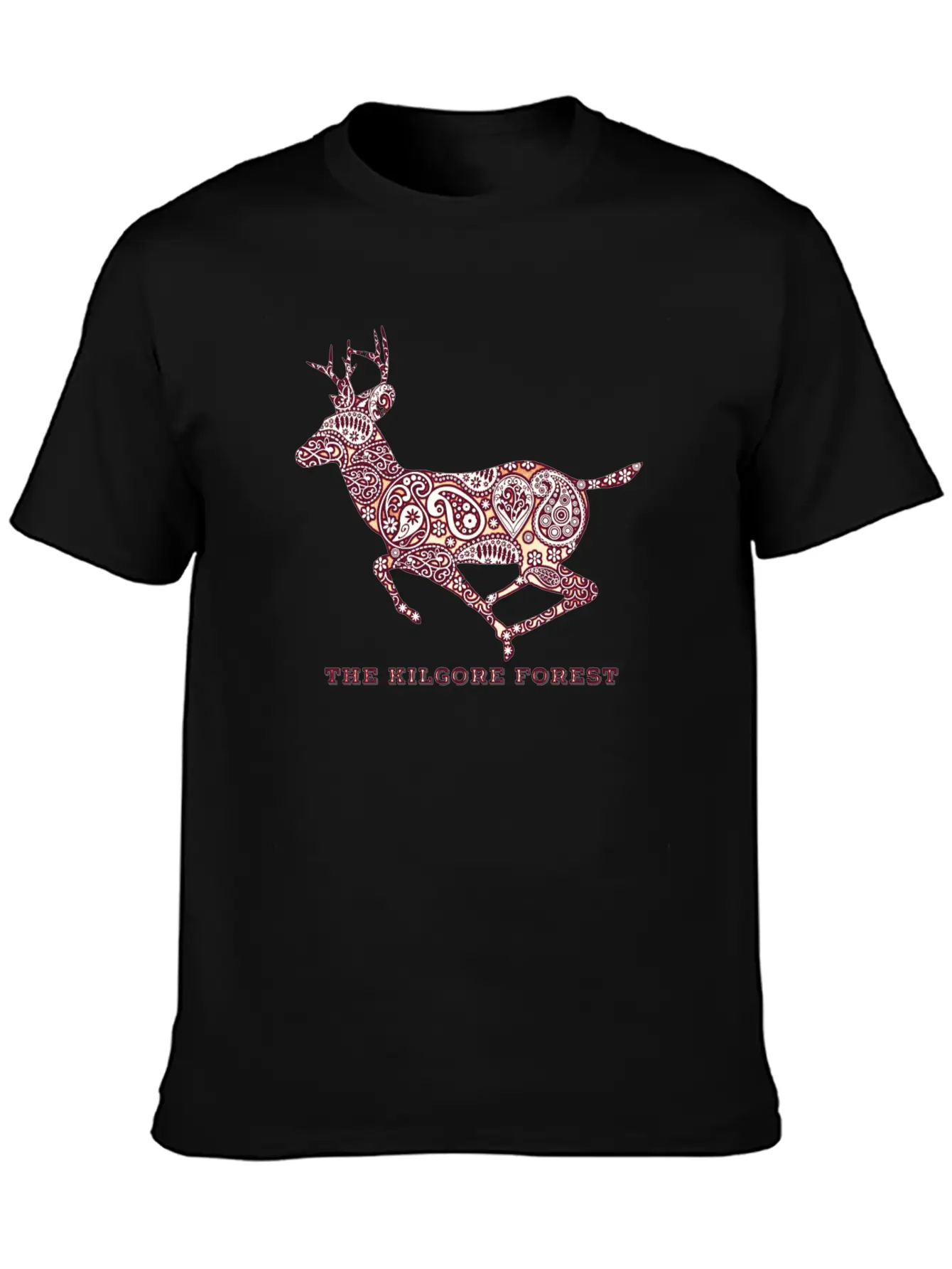 Deer - Maroon Timeless Short Sleeve Tee – Comfy And Minimalist Design