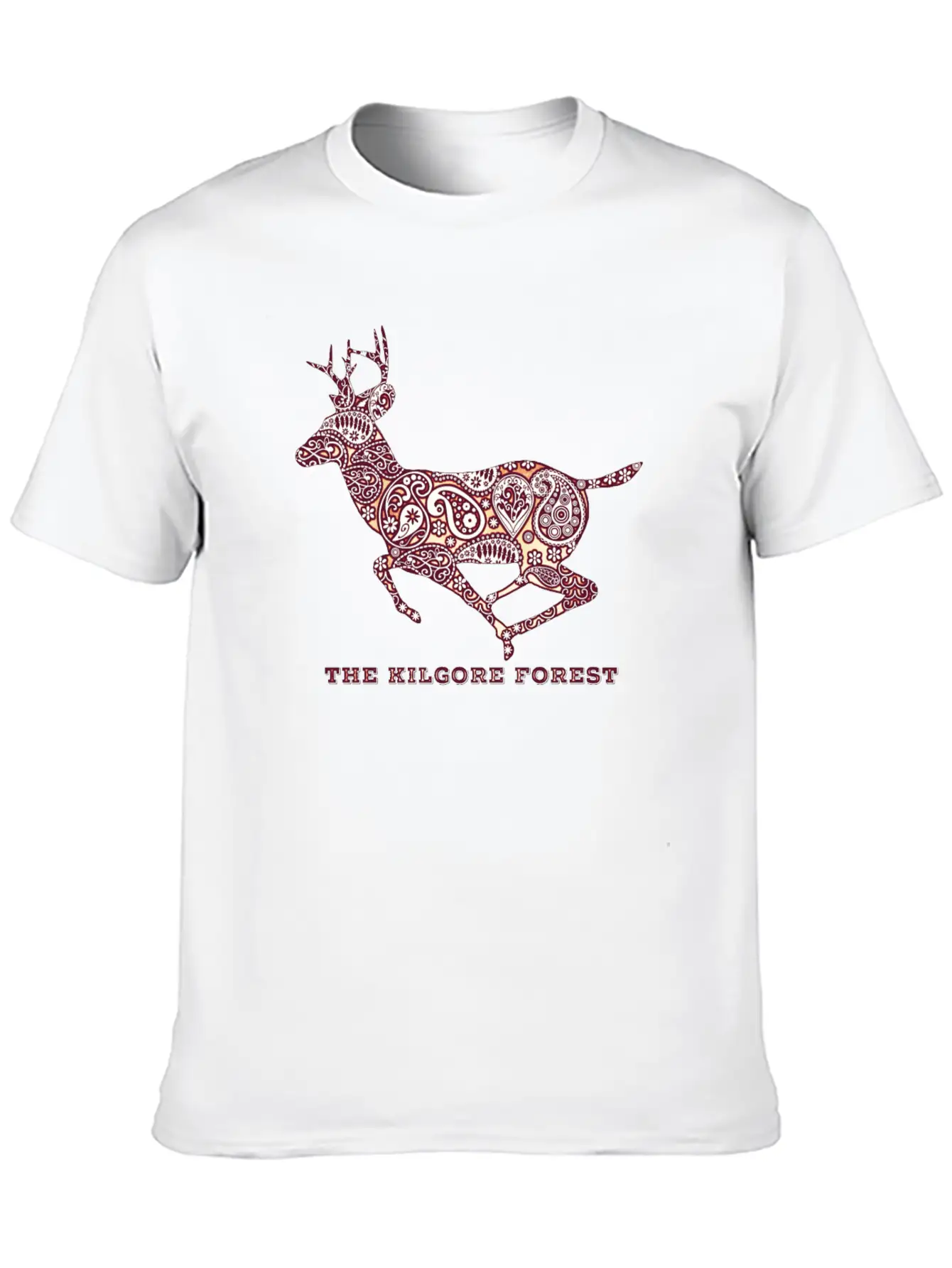Deer - Maroon Timeless Short Sleeve Tee – Comfy And Minimalist Design