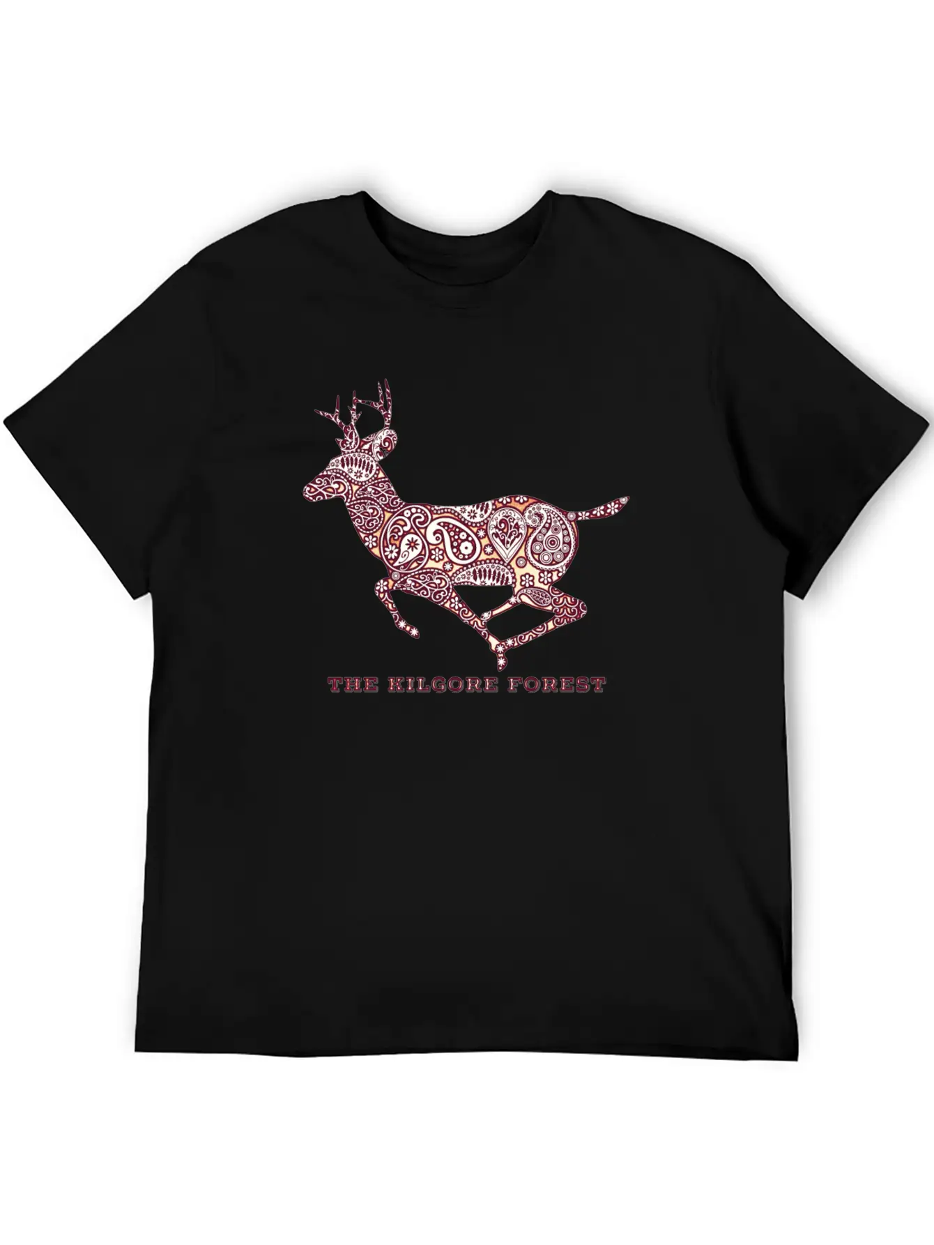 Deer - Maroon Timeless Short Sleeve Tee – Comfy And Minimalist Design