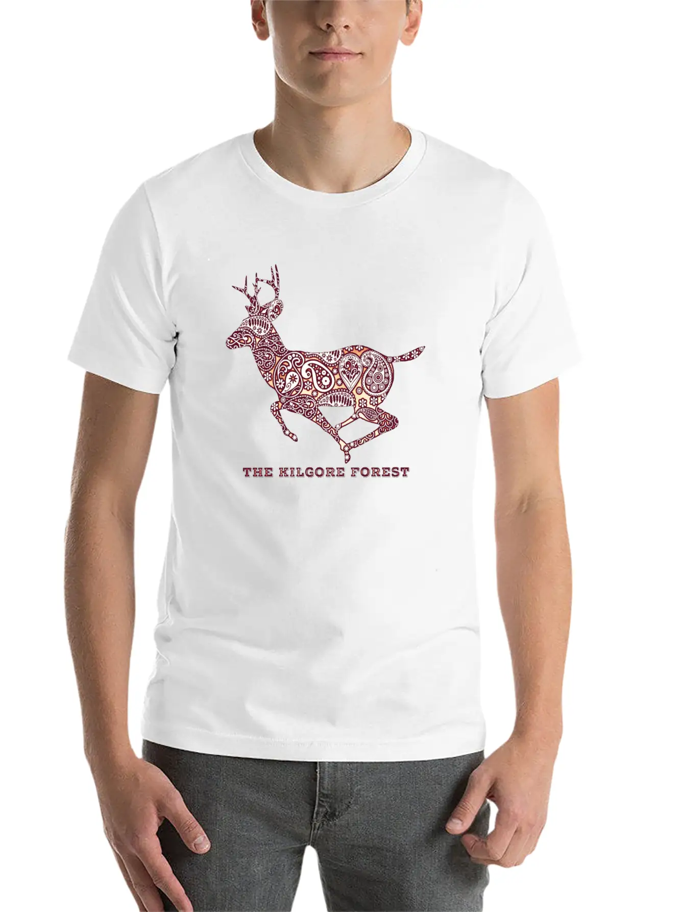 Deer - Maroon Timeless Short Sleeve Tee – Comfy And Minimalist Design
