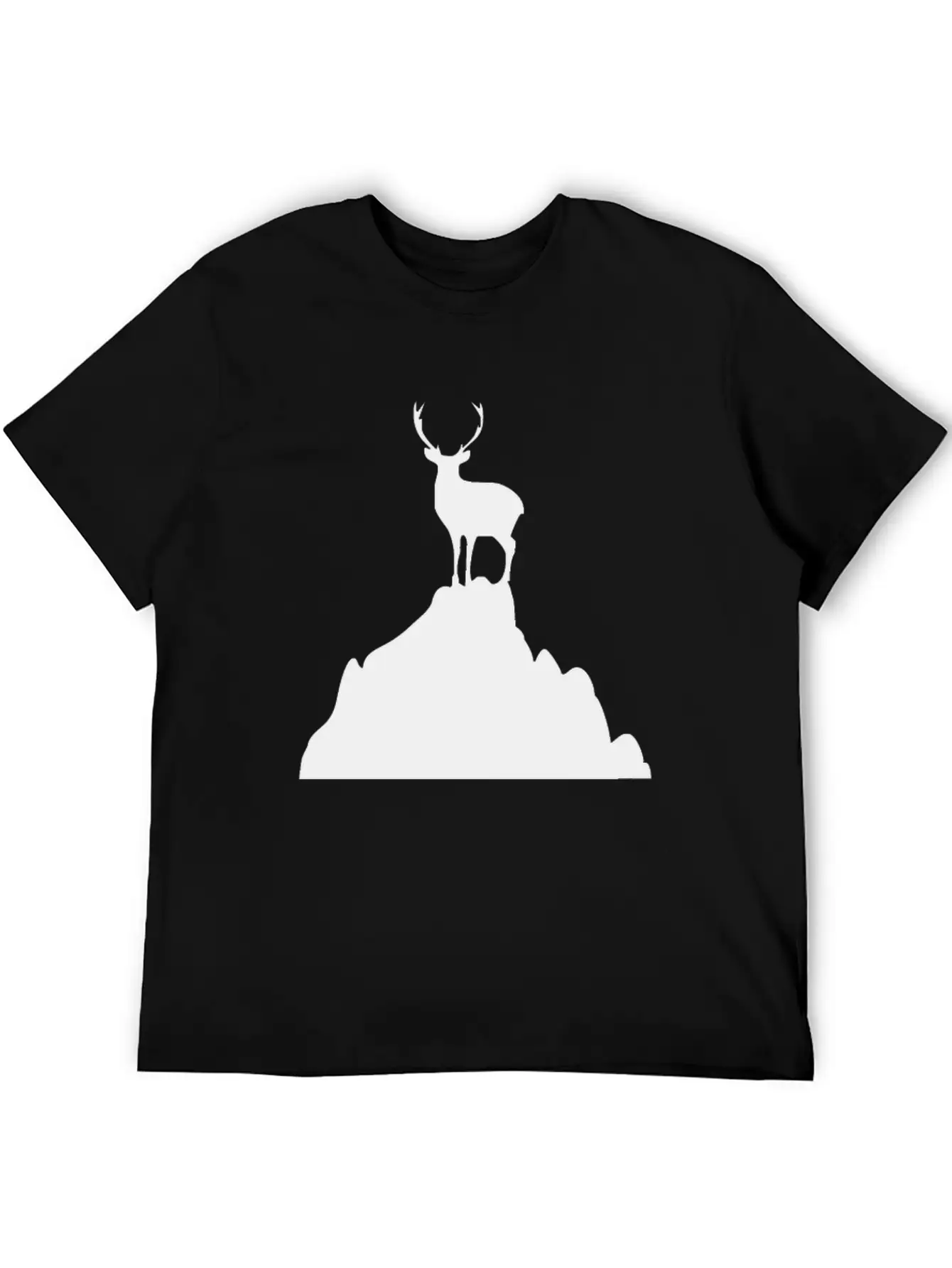 Deer On A Mountain Basic Graphic T-Shirt – Daily Comfort In Soft Cotton