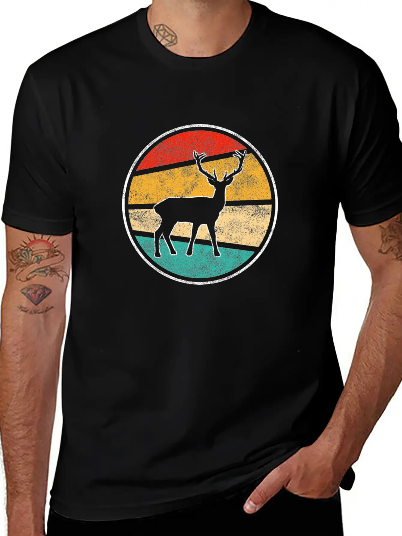 Deer Retro Unisex Short Sleeve Soft Cotton T-Shirt – Casual Everyday Wear
