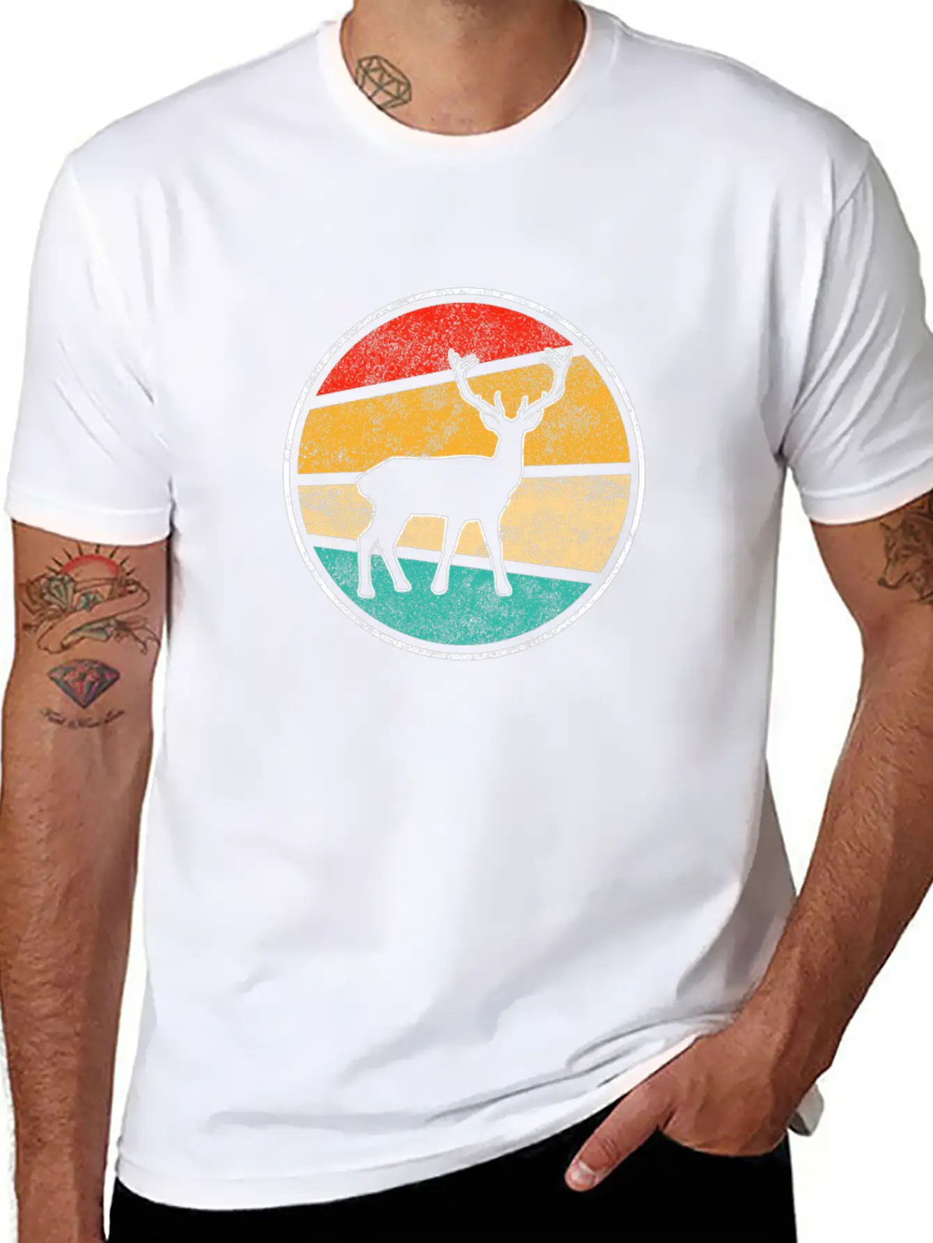 Deer Retro Unisex Short Sleeve Soft Cotton T-Shirt – Casual Everyday Wear