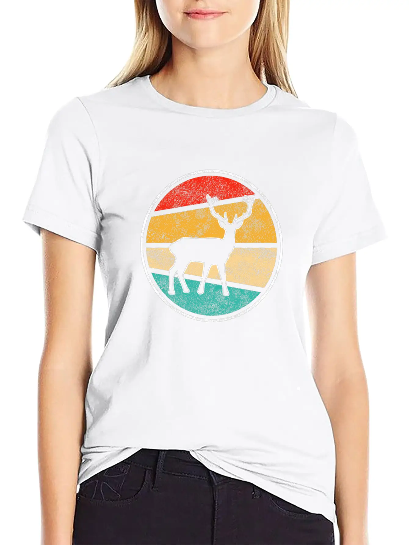 Deer Retro Unisex Short Sleeve Soft Cotton T-Shirt – Casual Everyday Wear