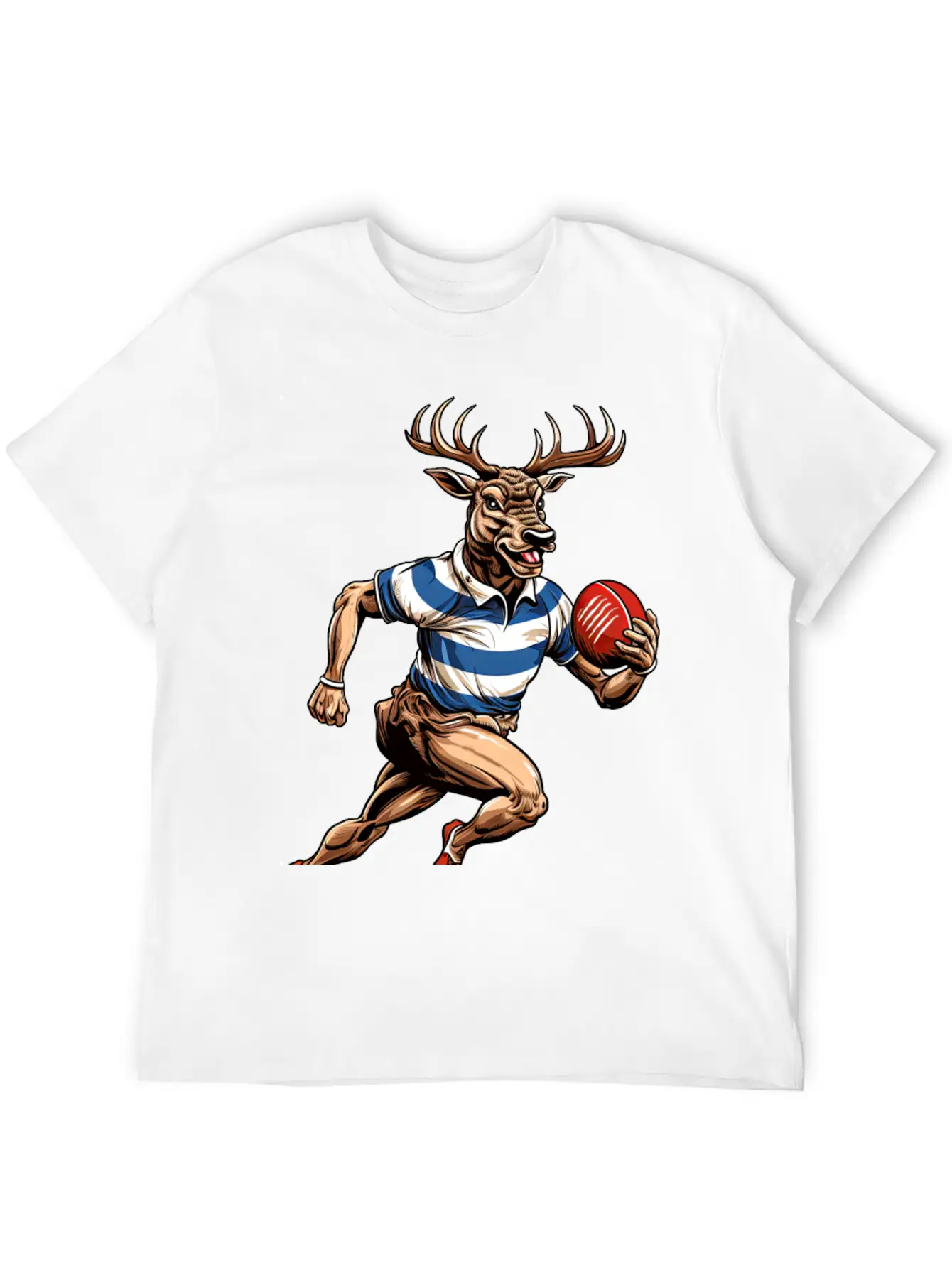 Deer Rugby Player Stylish Everyday T-Shirt – Unisex Basic Cotton Tee