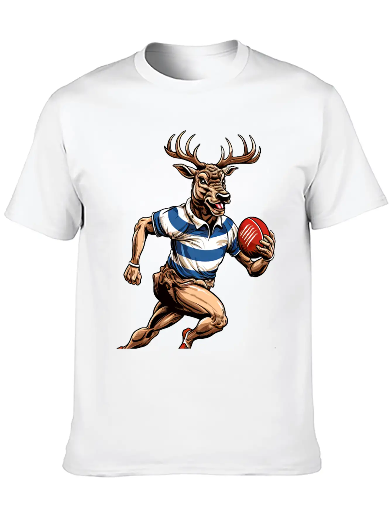 Deer Rugby Player Stylish Everyday T-Shirt – Unisex Basic Cotton Tee