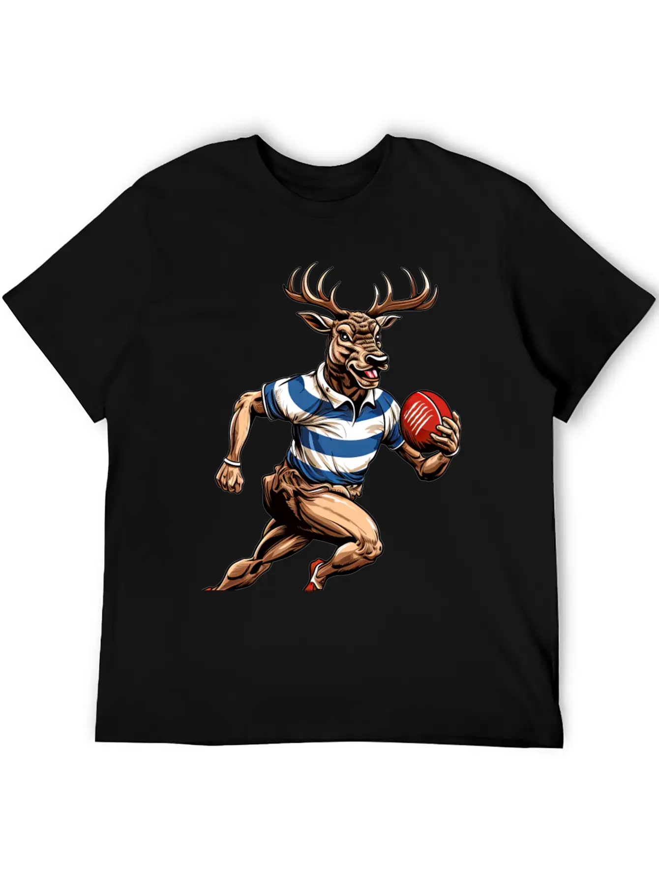 Deer Rugby Player Stylish Everyday T-Shirt – Unisex Basic Cotton Tee