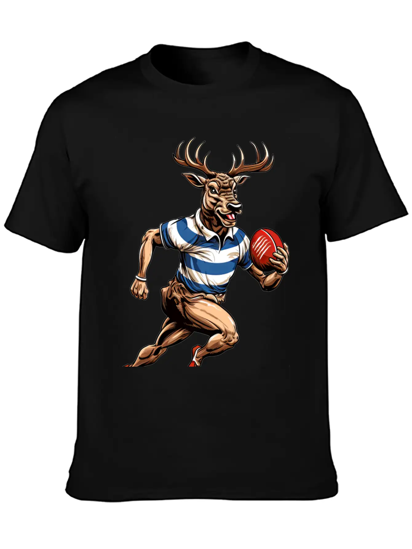Deer Rugby Player Stylish Everyday T-Shirt – Unisex Basic Cotton Tee
