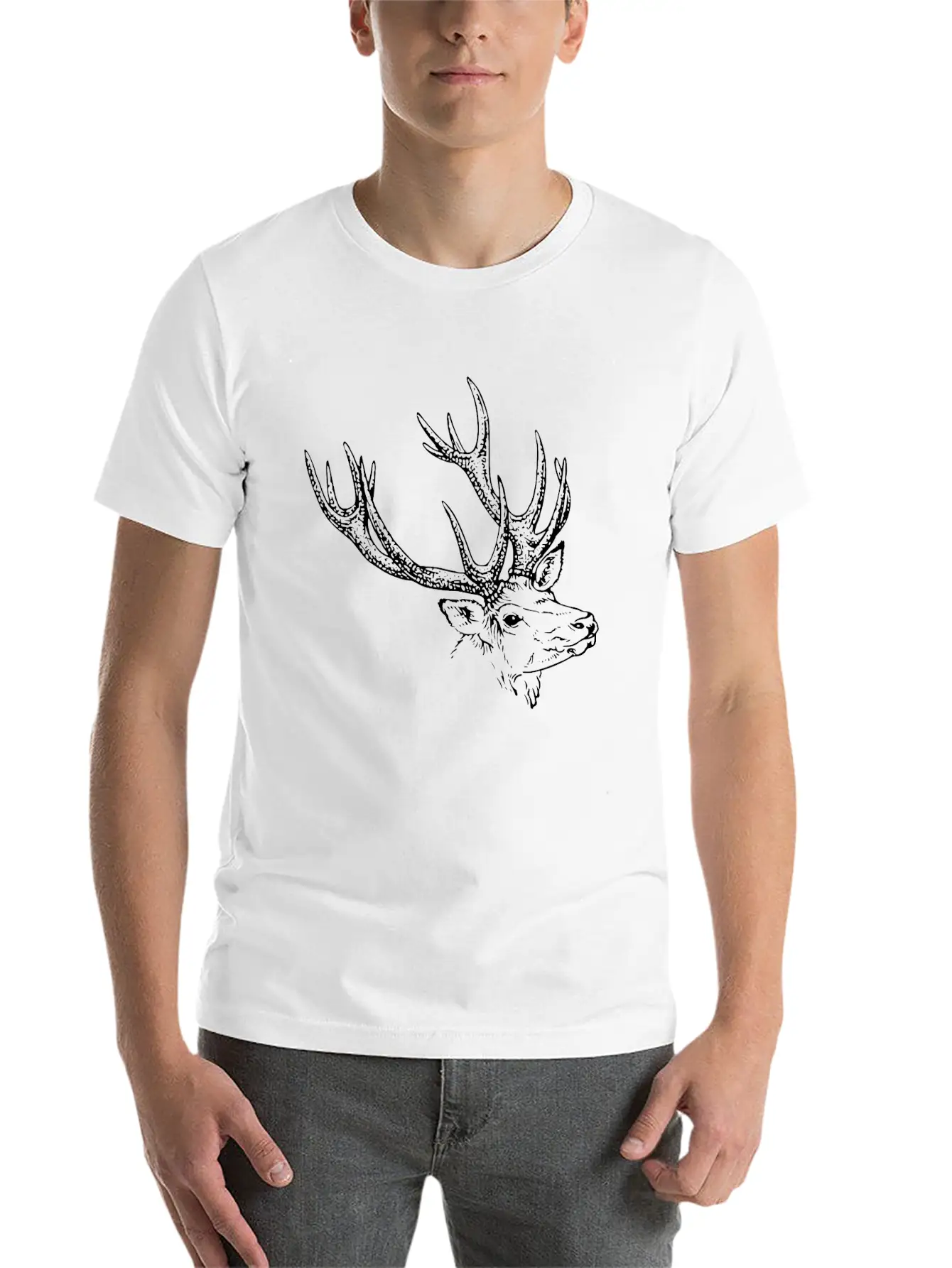 Deer Symbol Unisex Short Sleeve Soft Cotton T-Shirt – Casual Everyday Wear
