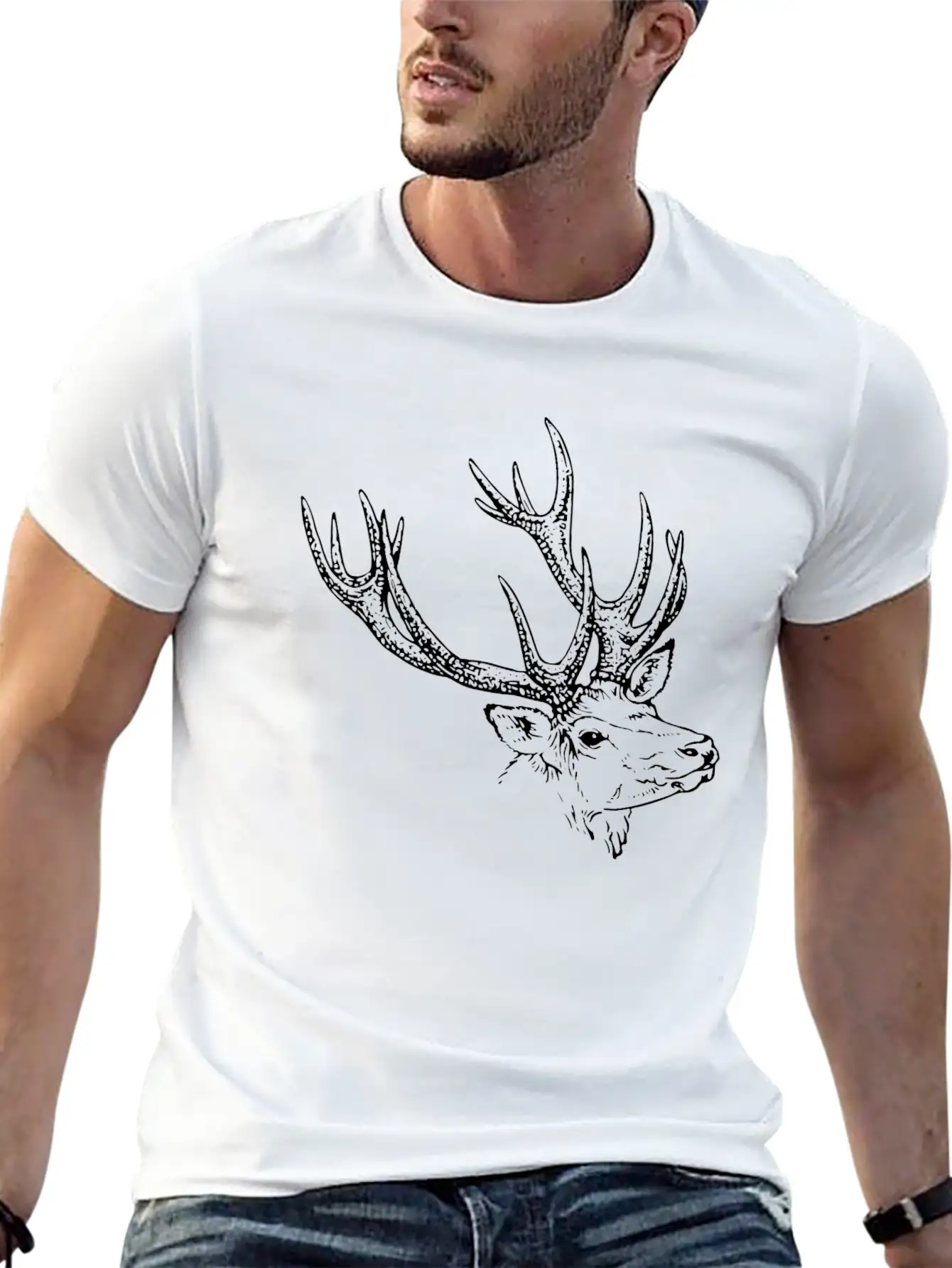 Deer Symbol Unisex Short Sleeve Soft Cotton T-Shirt – Casual Everyday Wear
