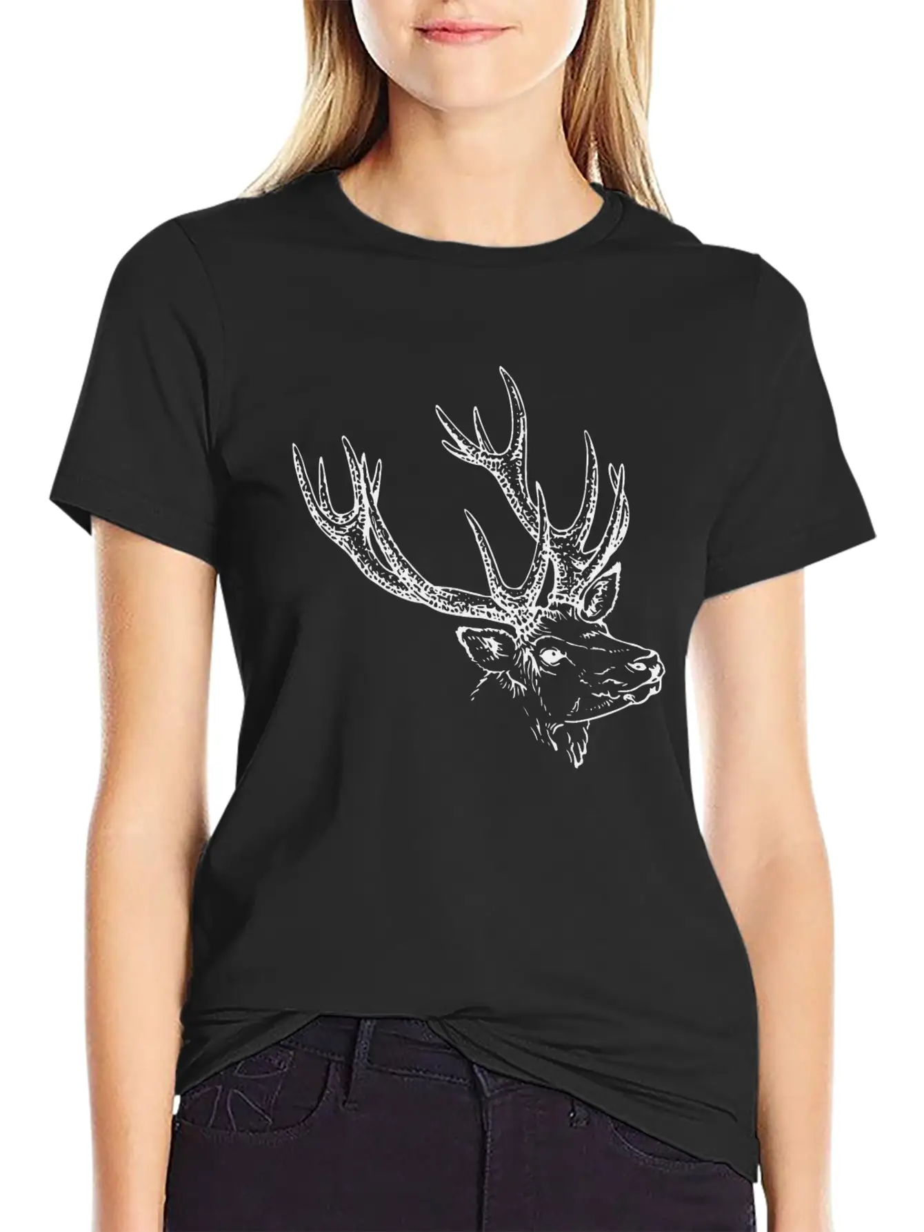 Deer Symbol Unisex Short Sleeve Soft Cotton T-Shirt – Casual Everyday Wear