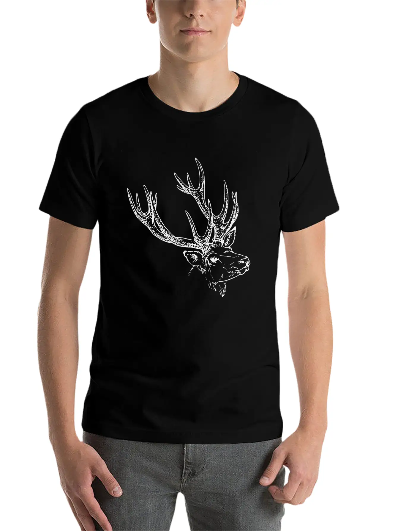 Deer Symbol Unisex Short Sleeve Soft Cotton T-Shirt – Casual Everyday Wear