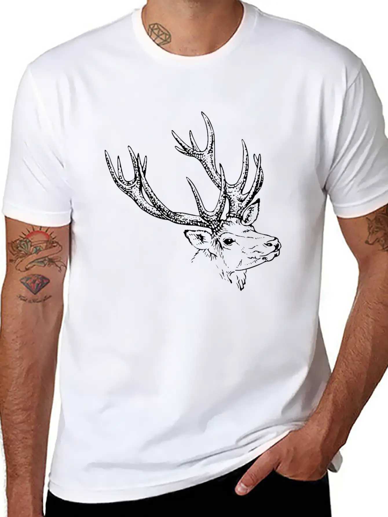 Deer Symbol Unisex Short Sleeve Soft Cotton T-Shirt – Casual Everyday Wear