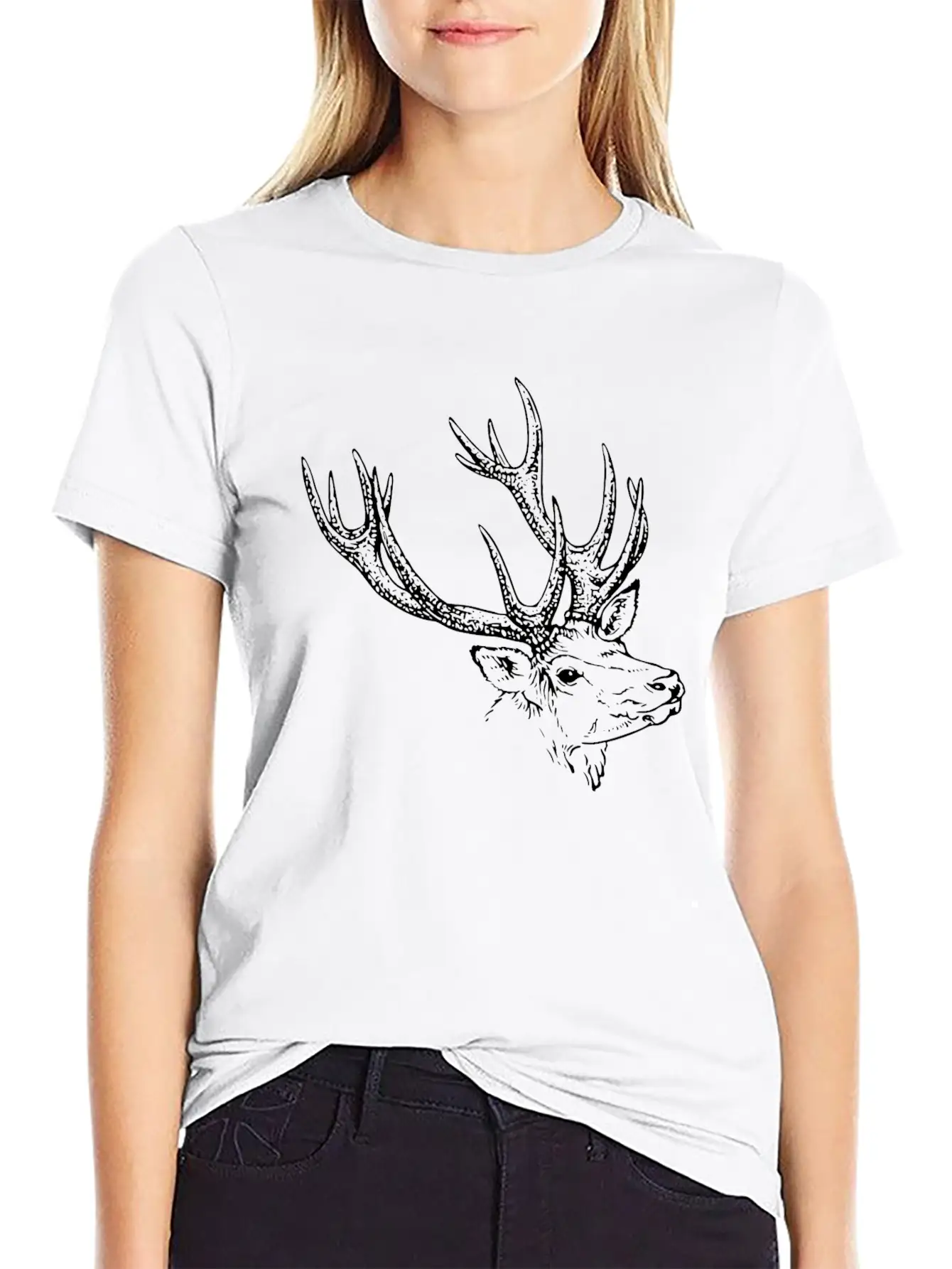 Deer Symbol Unisex Short Sleeve Soft Cotton T-Shirt – Casual Everyday Wear