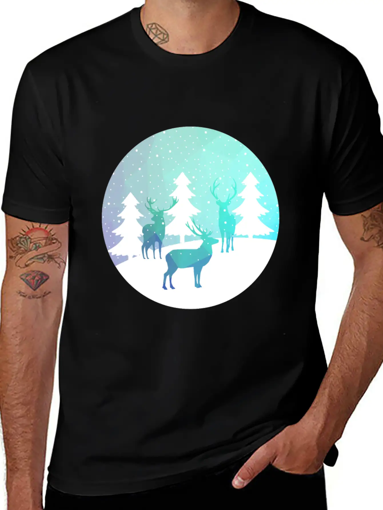 Deer Winter Forrest Stylish Everyday T-Shirt – Unisex Basic Cotton Tee