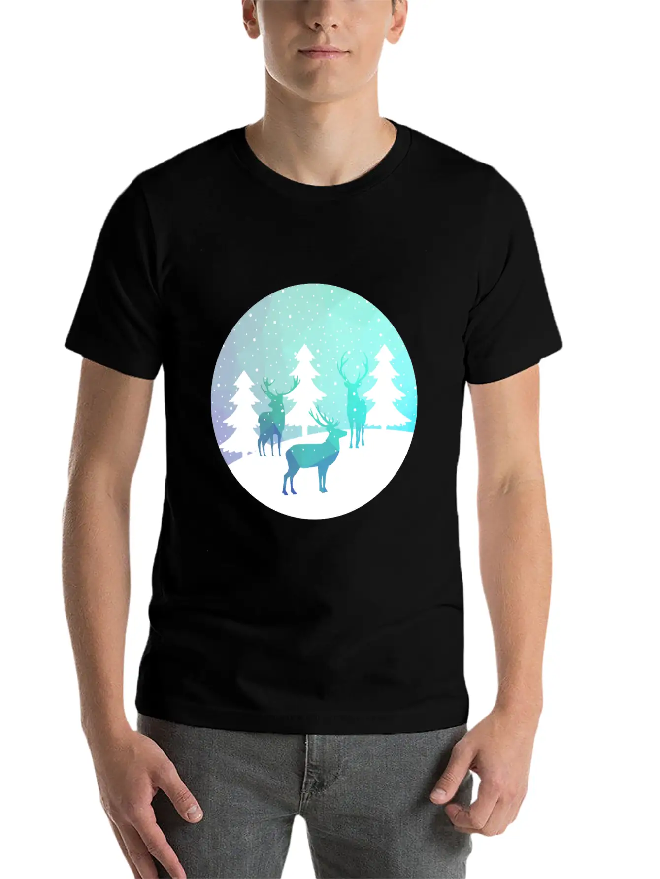 Deer Winter Forrest Stylish Everyday T-Shirt – Unisex Basic Cotton Tee