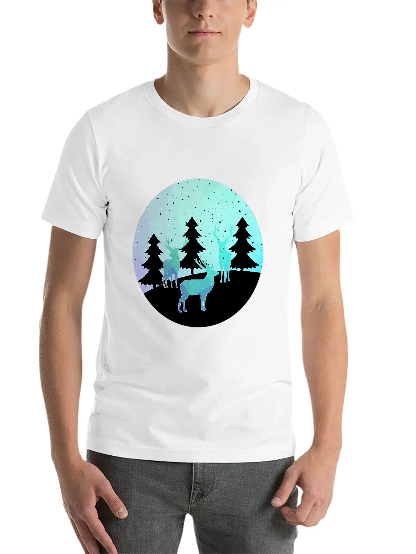 Deer Winter Forrest Stylish Everyday T-Shirt – Unisex Basic Cotton Tee