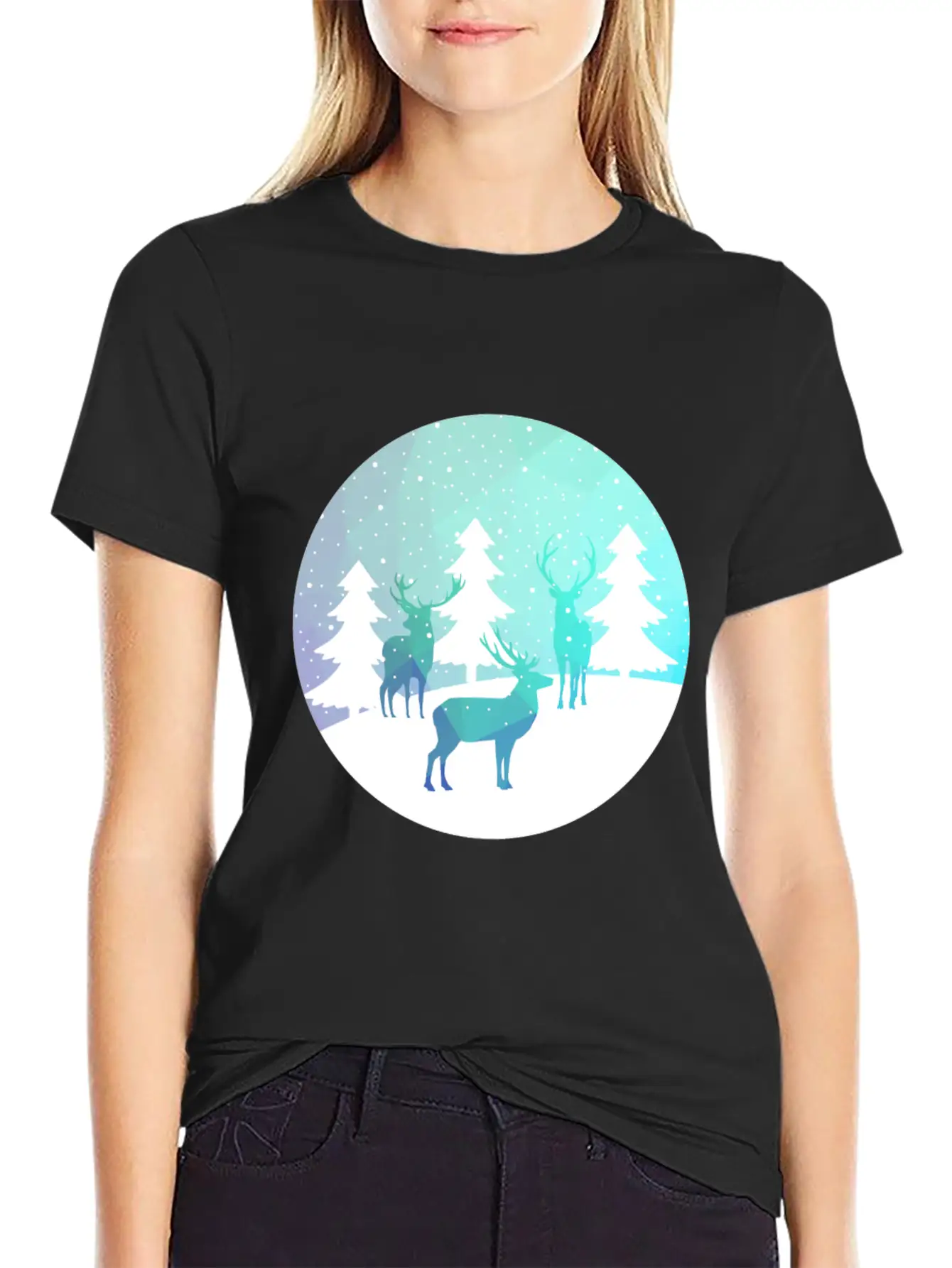 Deer Winter Forrest Stylish Everyday T-Shirt – Unisex Basic Cotton Tee