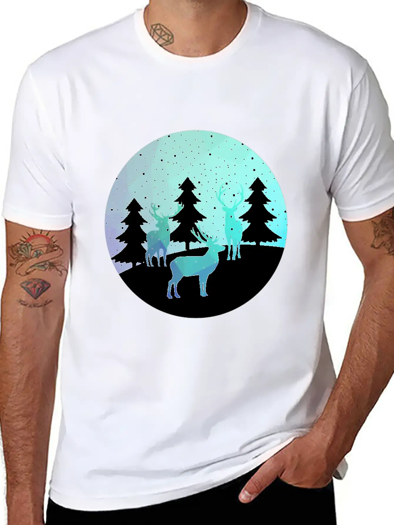 Deer Winter Forrest Stylish Everyday T-Shirt – Unisex Basic Cotton Tee