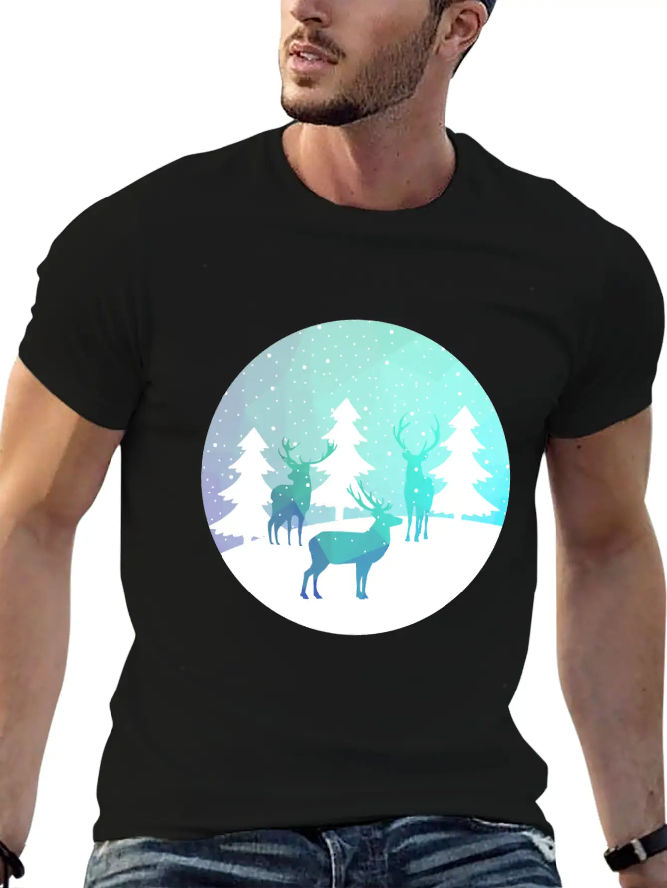 Deer Winter Forrest Stylish Everyday T-Shirt – Unisex Basic Cotton Tee