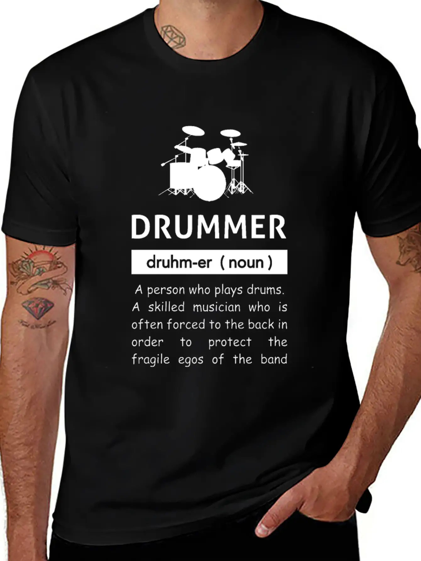Definition Of Drummer Musician Band Unisex Short Sleeve Soft Cotton T-Shirt – Casual Everyday Wear