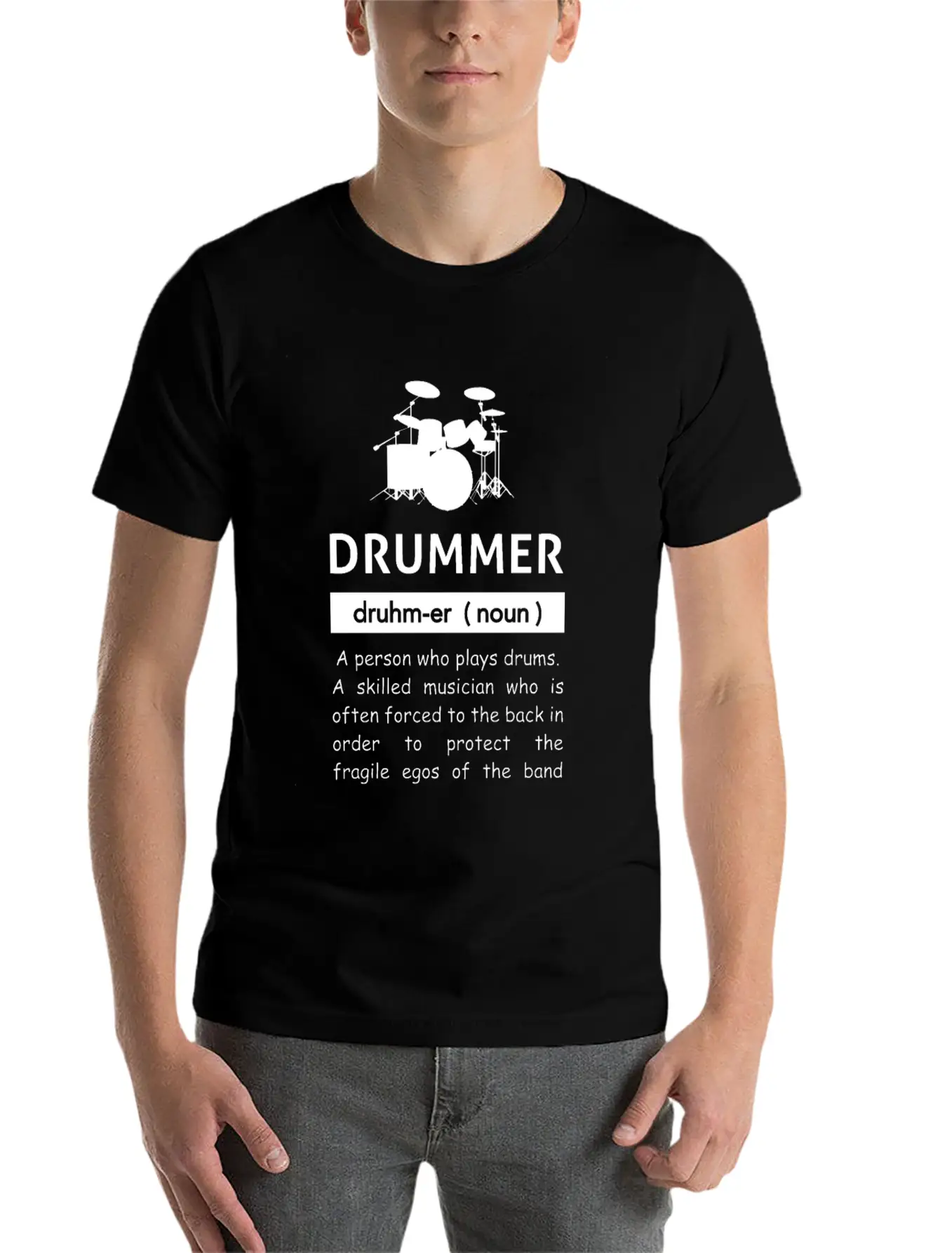 Definition Of Drummer Musician Band Unisex Short Sleeve Soft Cotton T-Shirt – Casual Everyday Wear