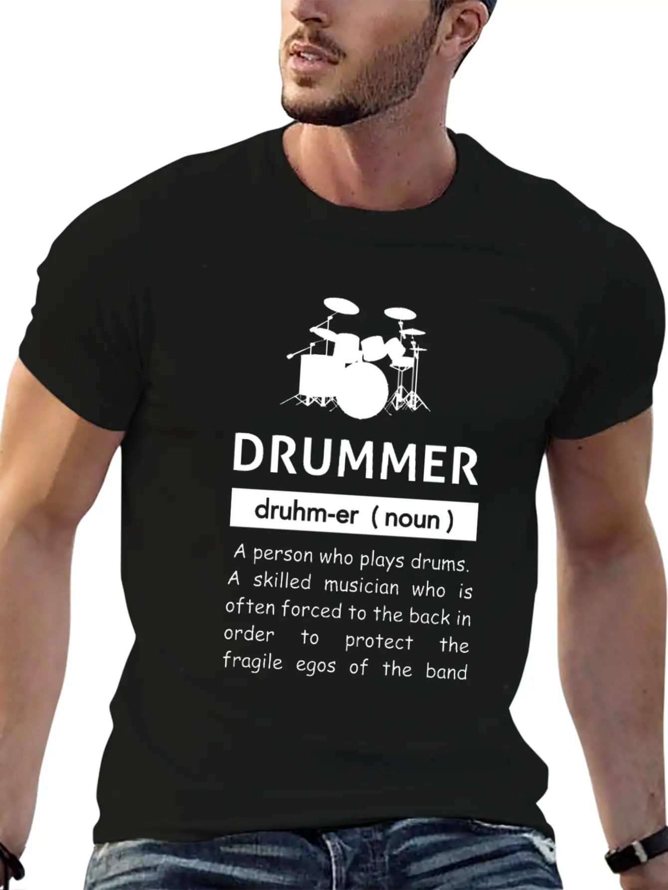Definition Of Drummer Musician Band Unisex Short Sleeve Soft Cotton T-Shirt – Casual Everyday Wear